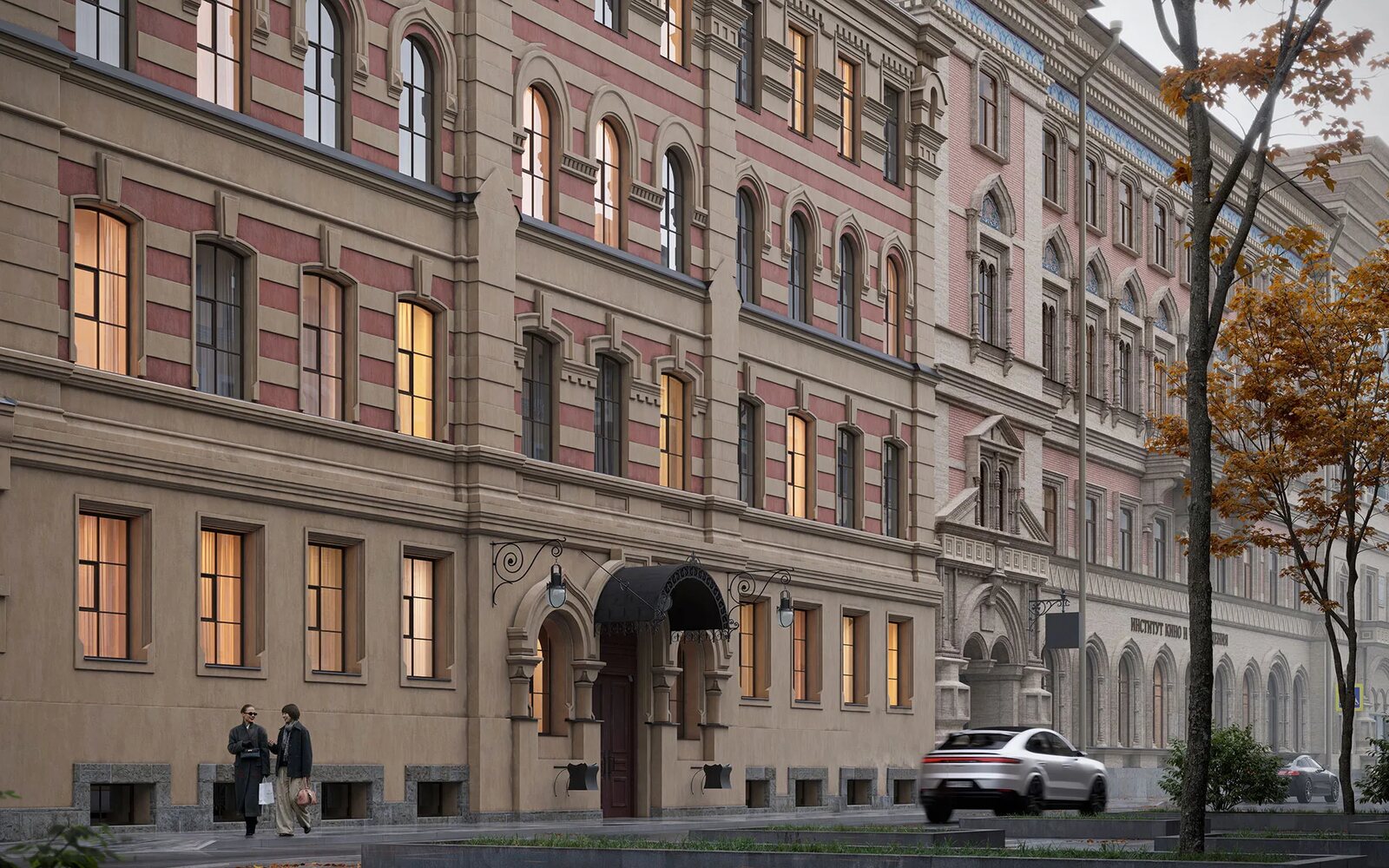 Кирпичный фасад Типографии на улице Правды. Рендер застройщика