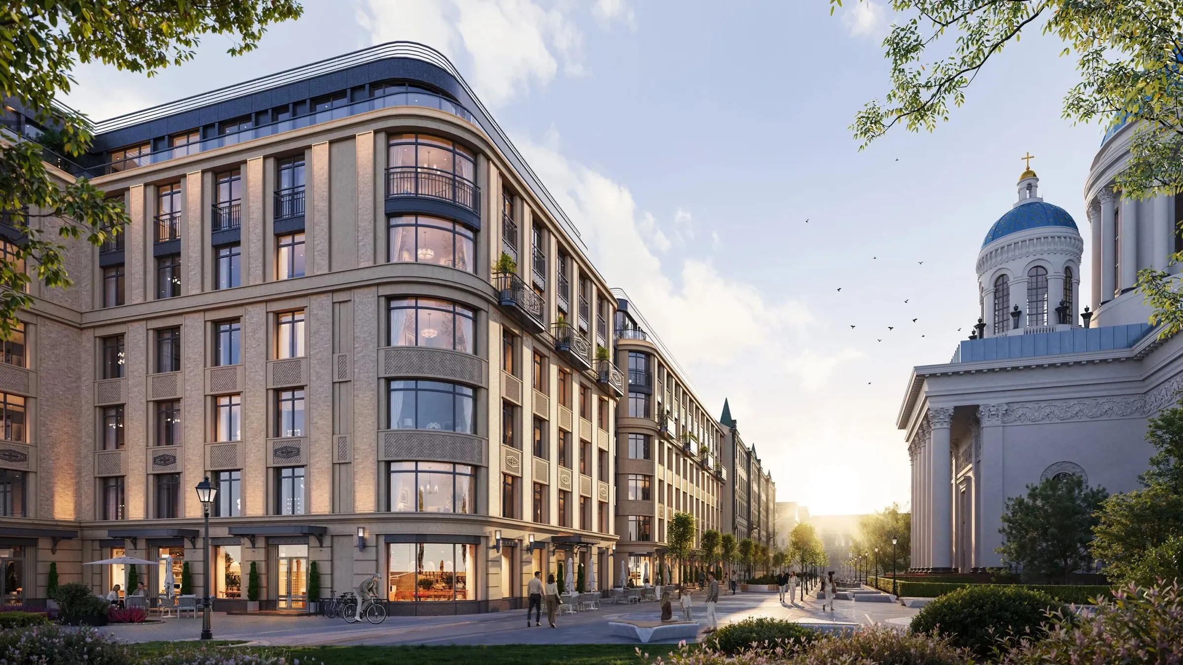 Фонтанка, 130 и купола Троице-Измайловского собора
