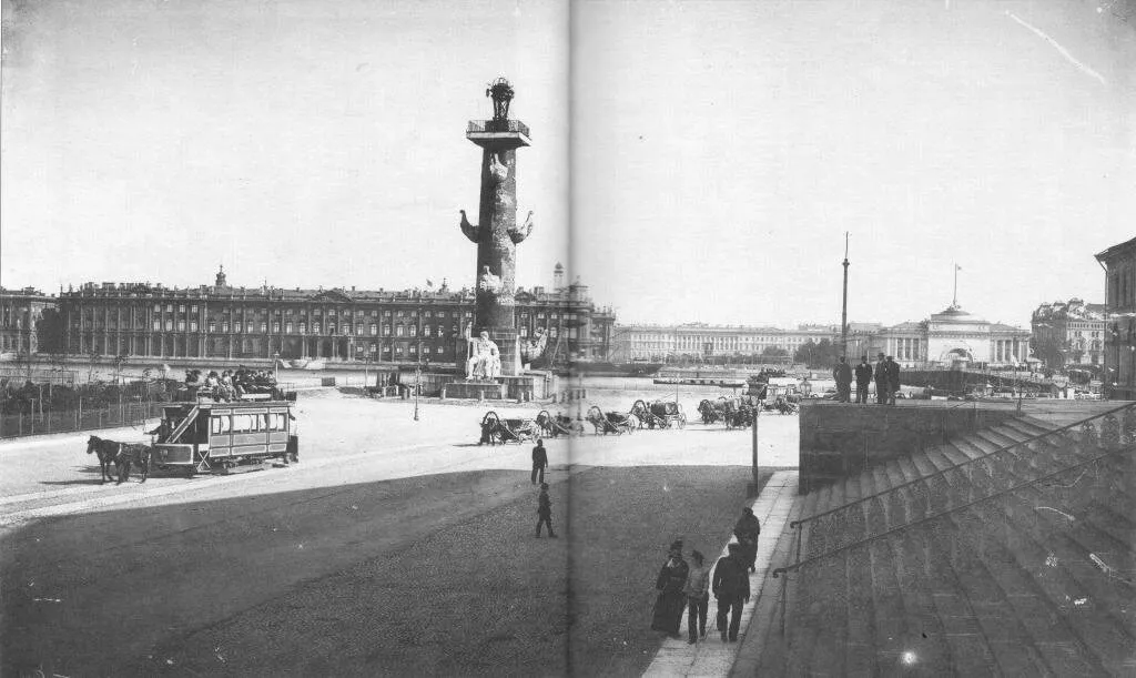 Конка на Биржевой площади, 1903 год