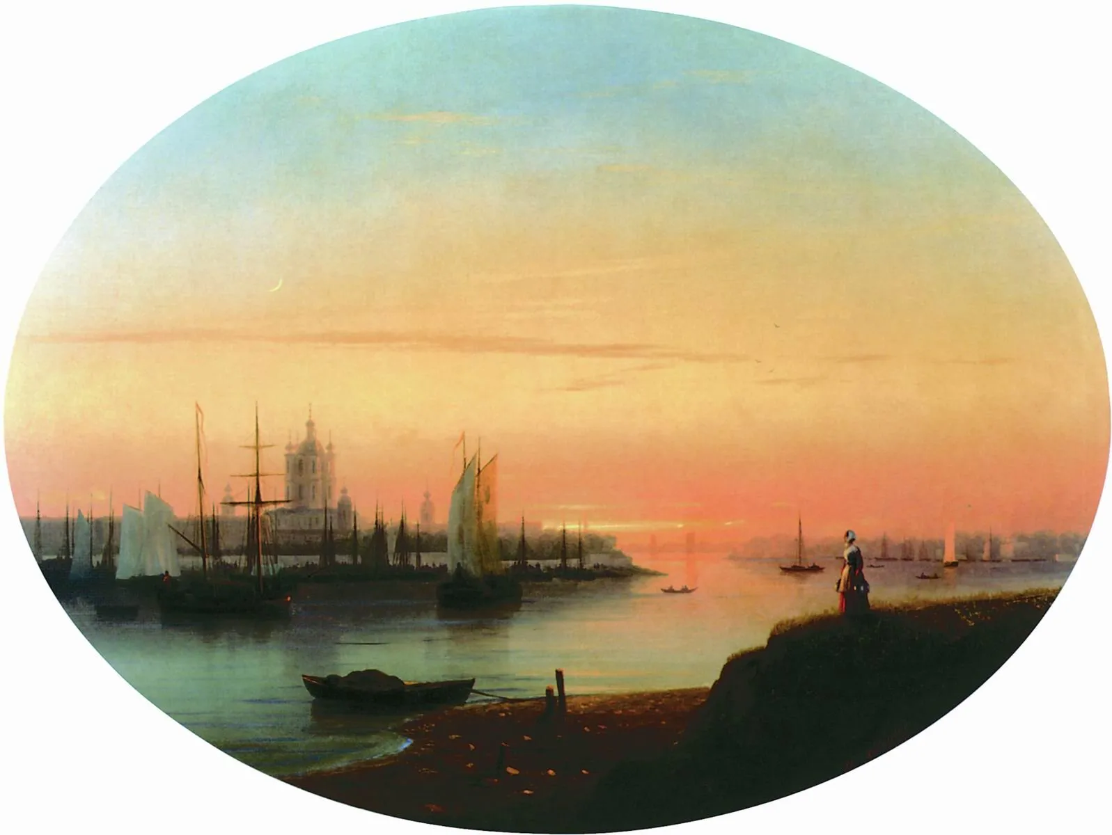 Смольный монастырь на закате. Иван Айвазовский, 1847 год