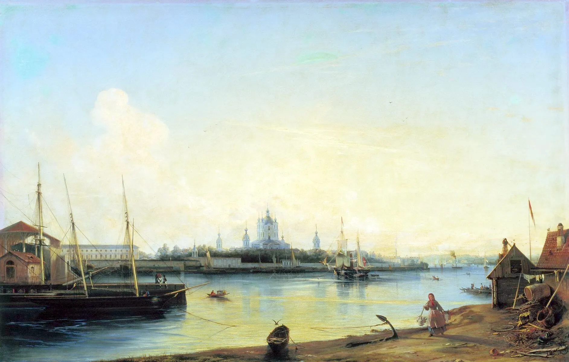 Вид на Смольный монастырь с Большой Охты. Алексей Боголюбов, 1851 год