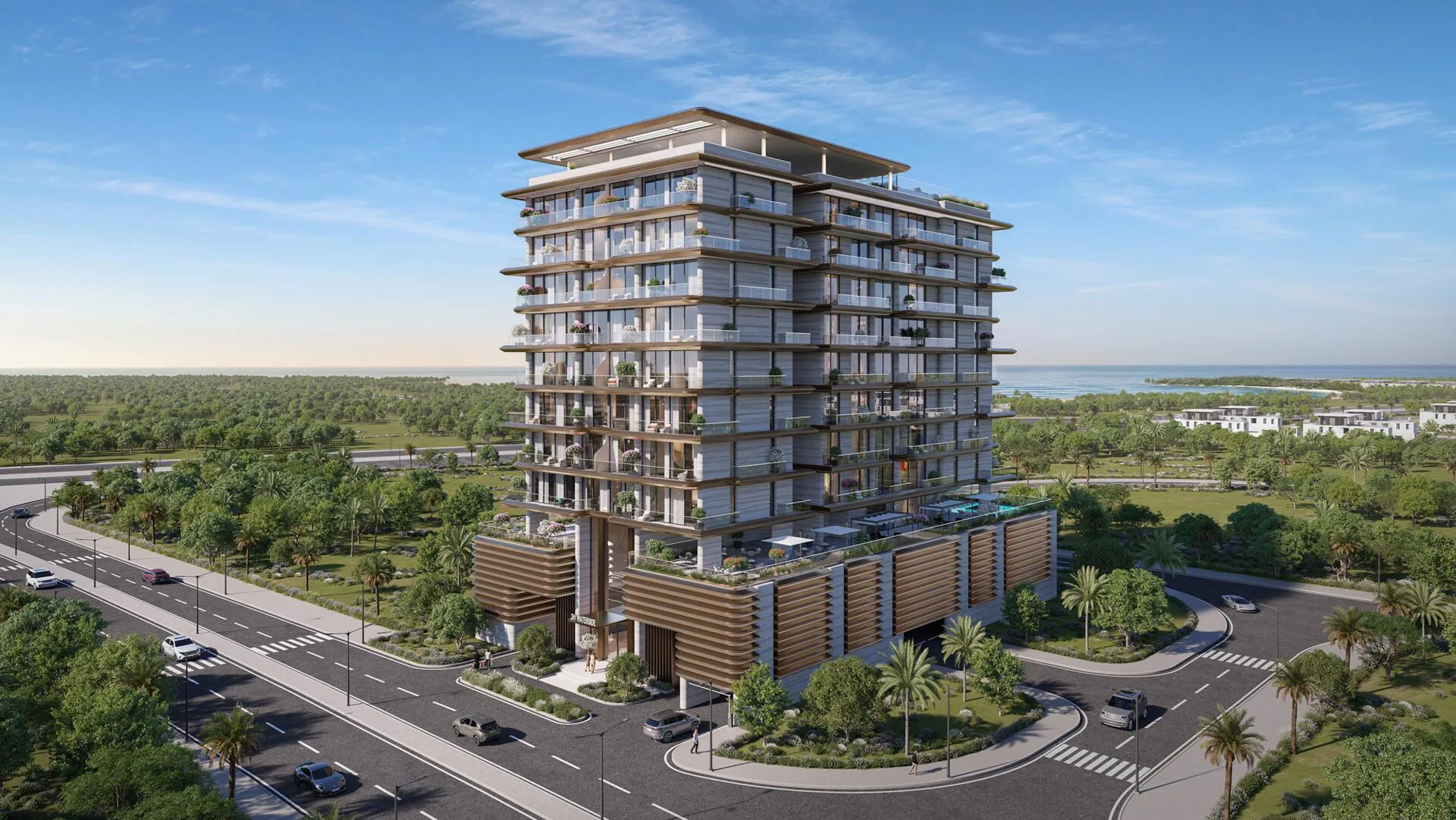 241 Waterside Residences с высоты, вдали море