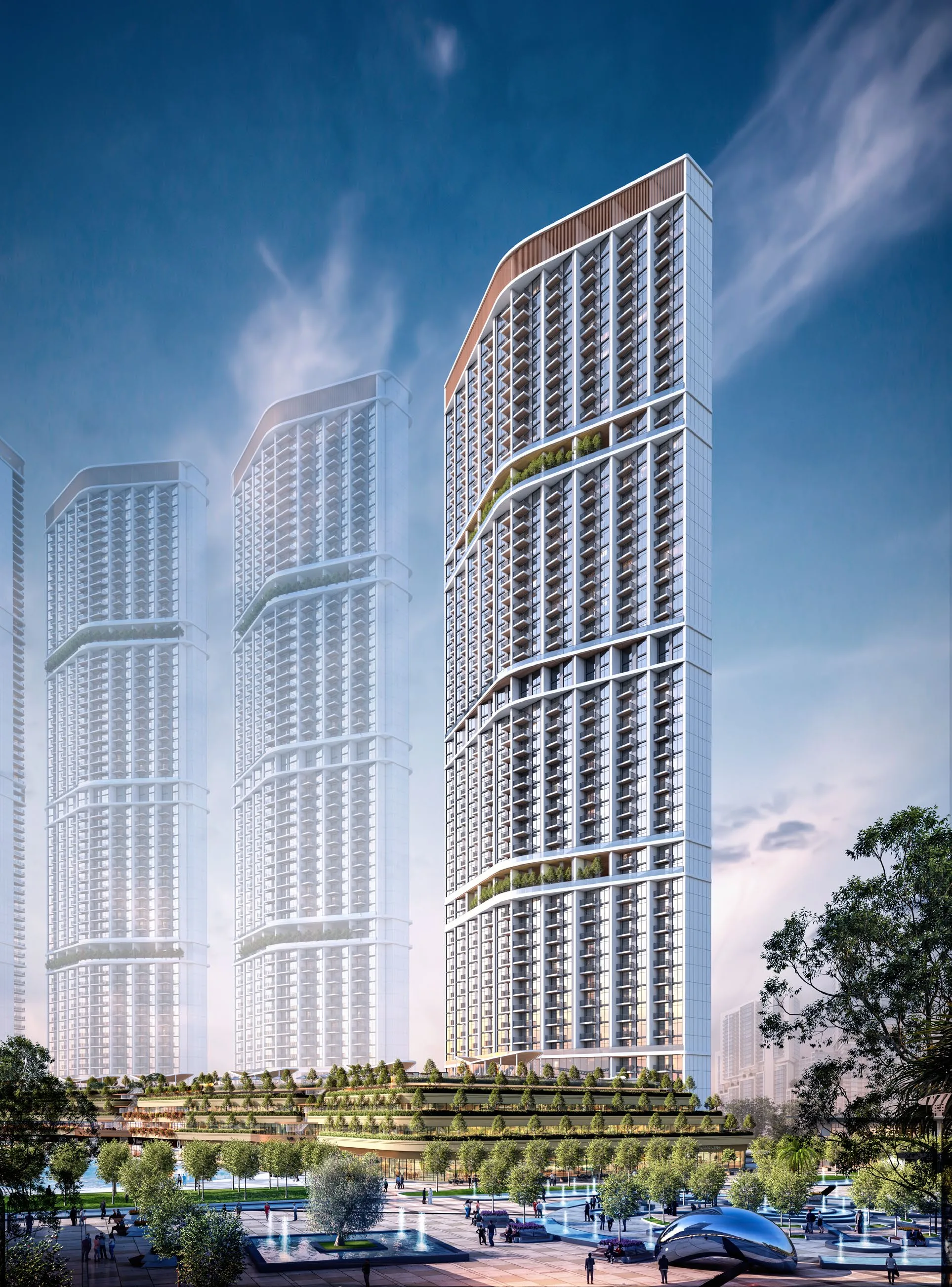 Башня 330 Riverside Crescent: фасад с поясами зелени