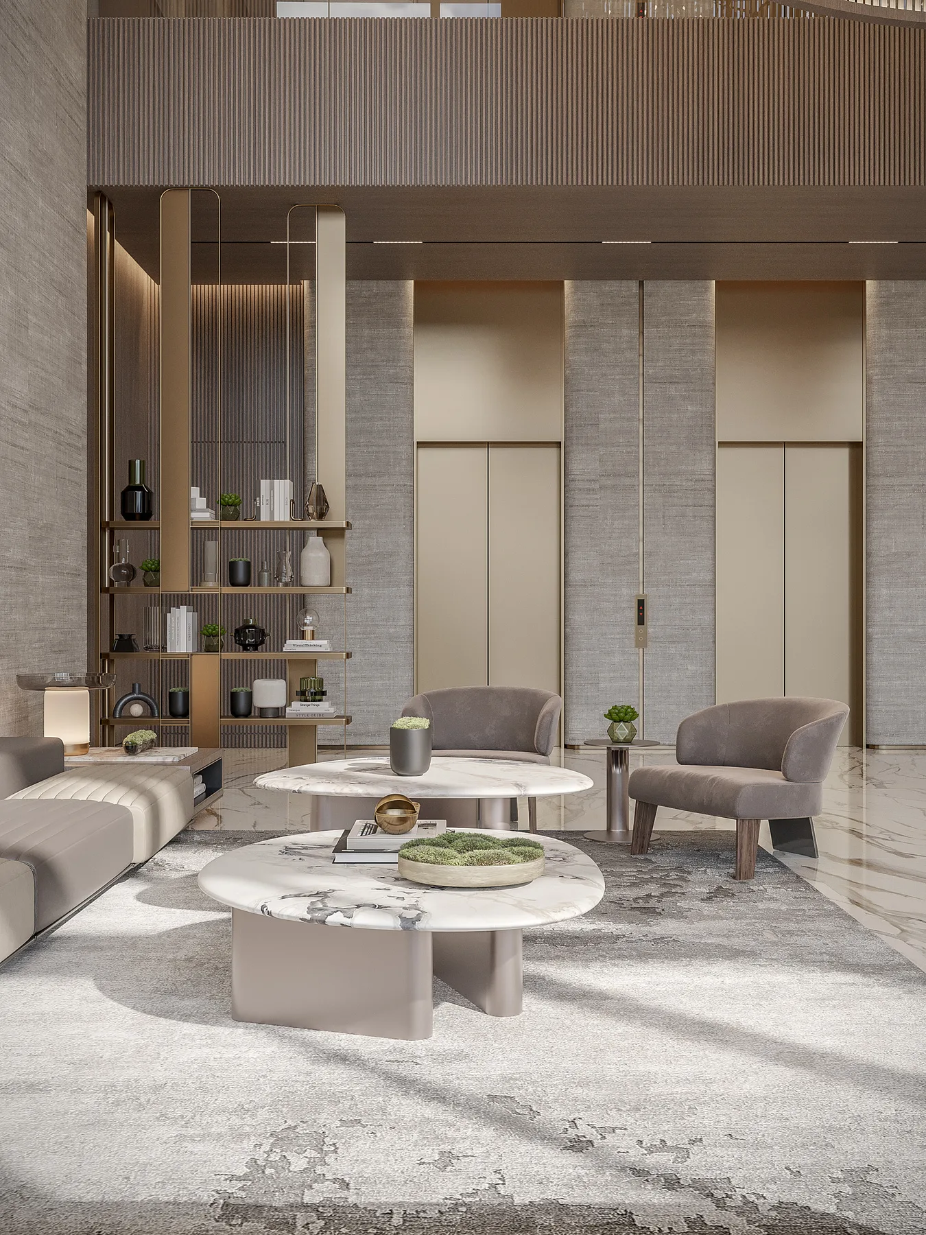 Лифтовый холл 48 Parkside с креслами и столиками