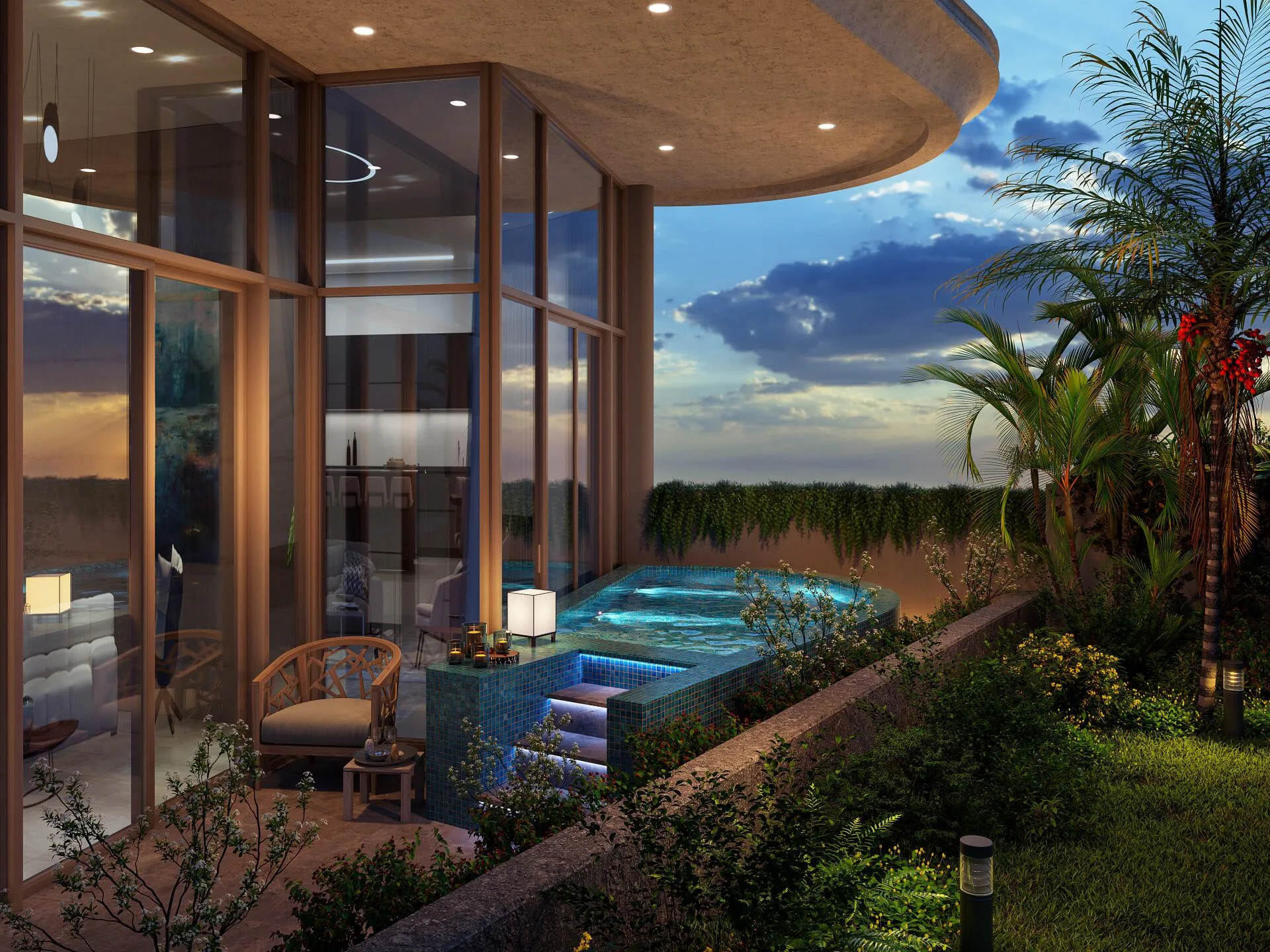 Купель на террасе квартиры 48 Parkside