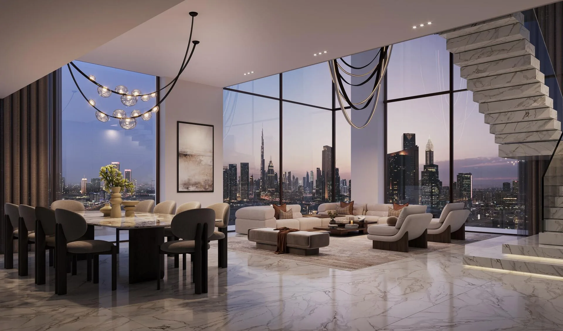 Столовая в дуплексе The Residences