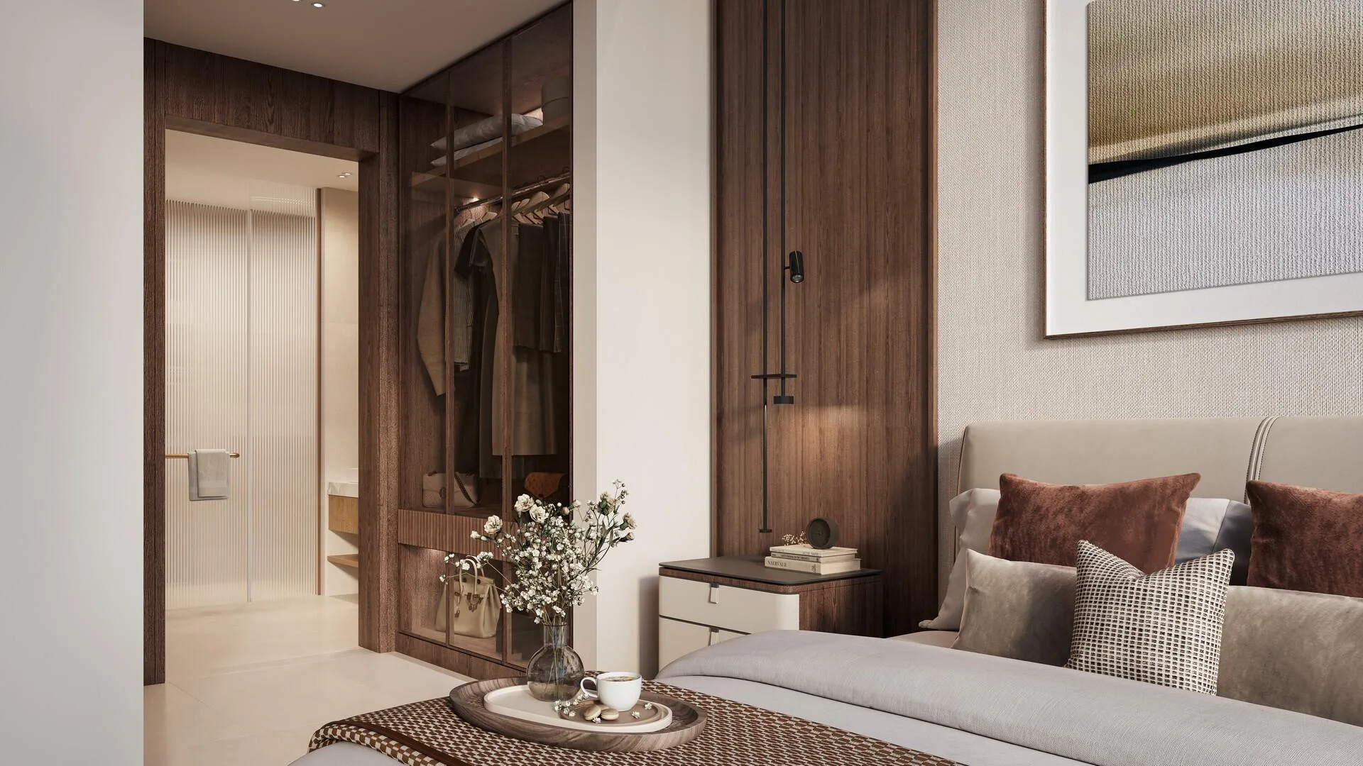 Спальня с гардеробной в резиденции The Residences