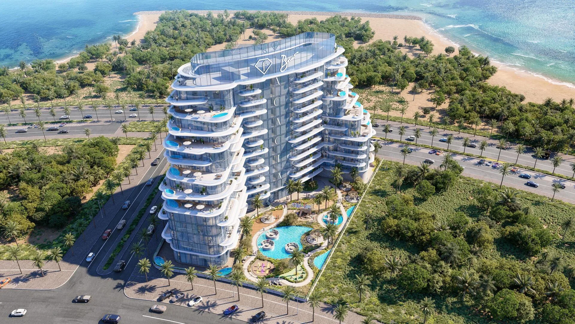 Acacia by Fashion TV днём: дом у пляжа на острове Al Marjan