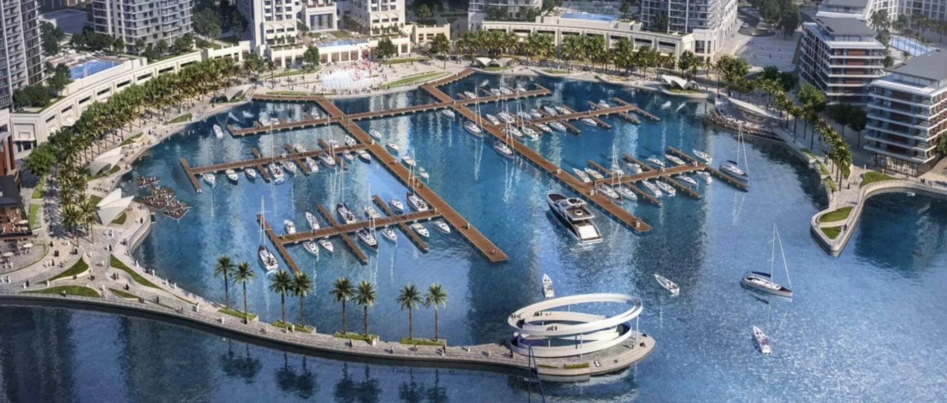 Марина Dubai Creek Harbour с высоты