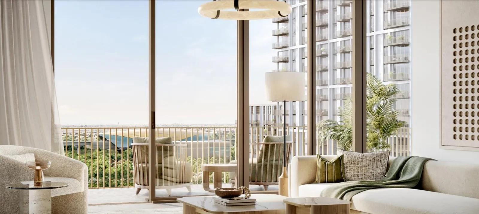 Гостиная с выходом на балкон. Визуализация Emaar