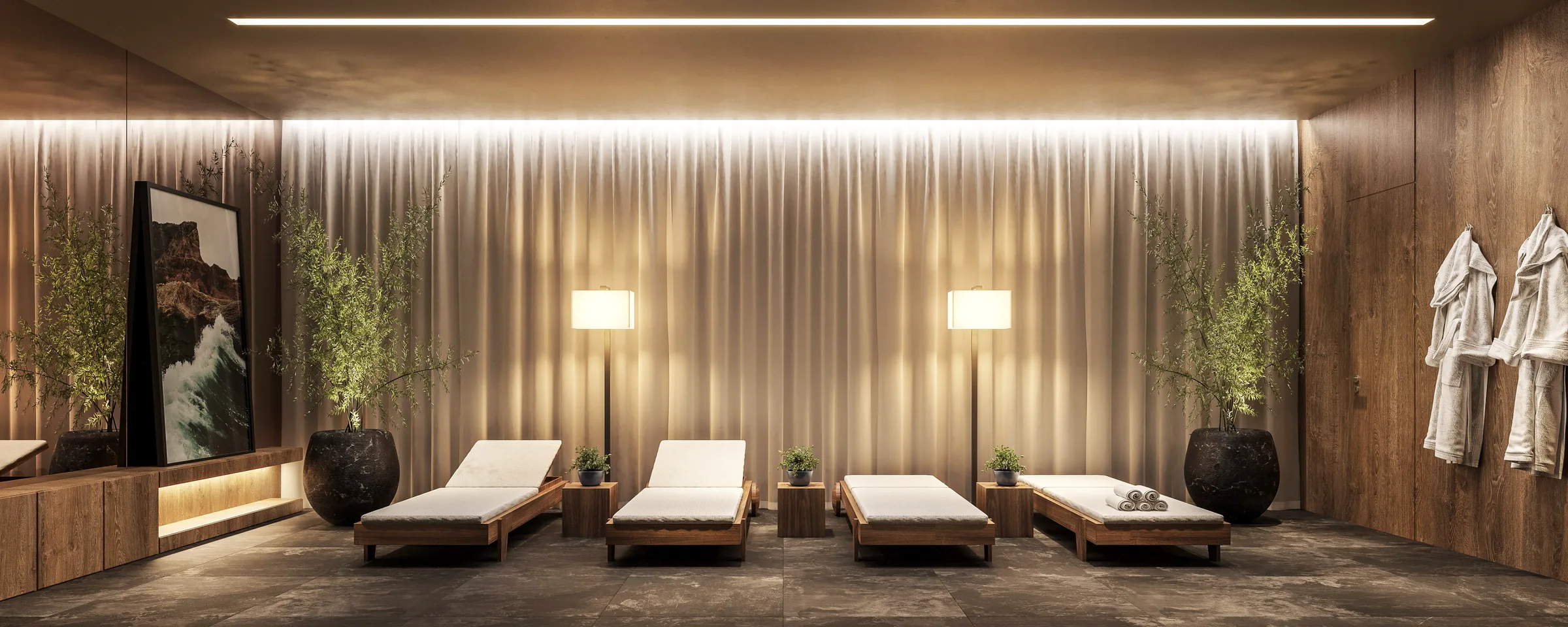 Зал The London Spa в Aeternitas с лежаками