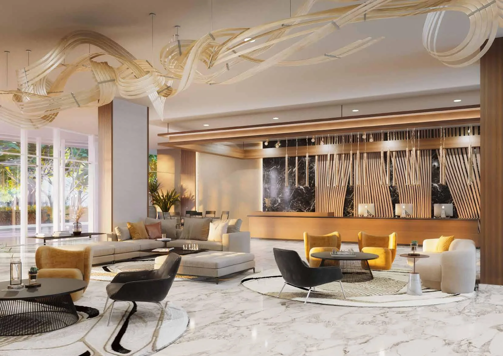 Лобби Al Habtoor Tower с зоной отдыха