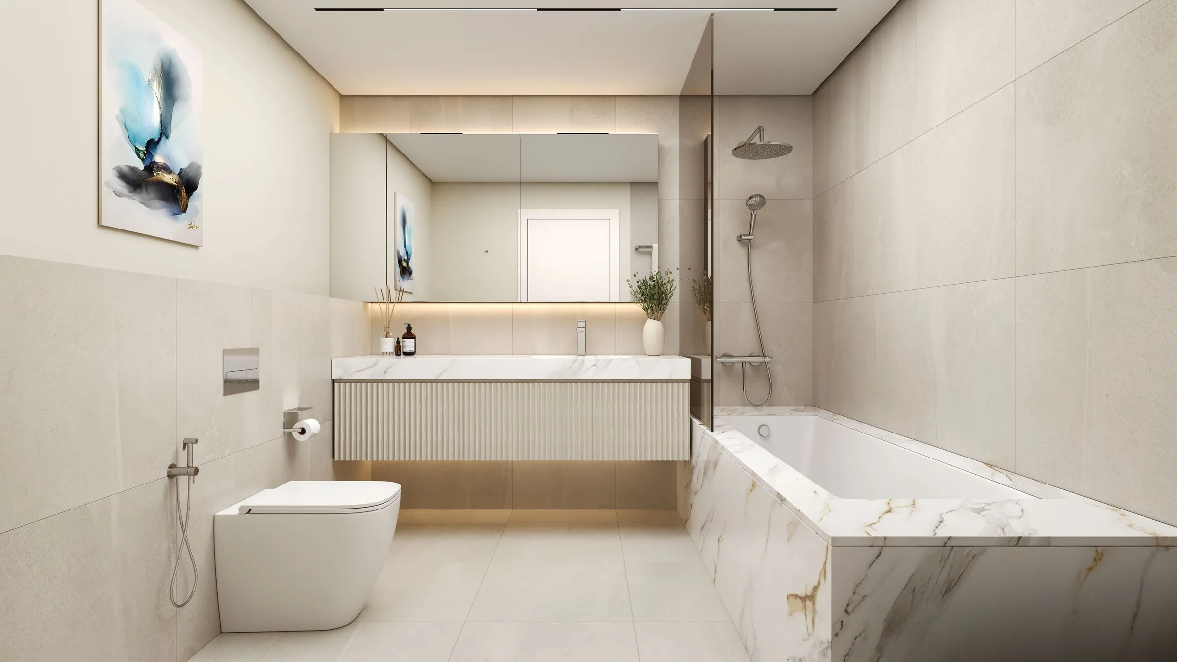 Ванная комната с отделкой Calacatta Gold
