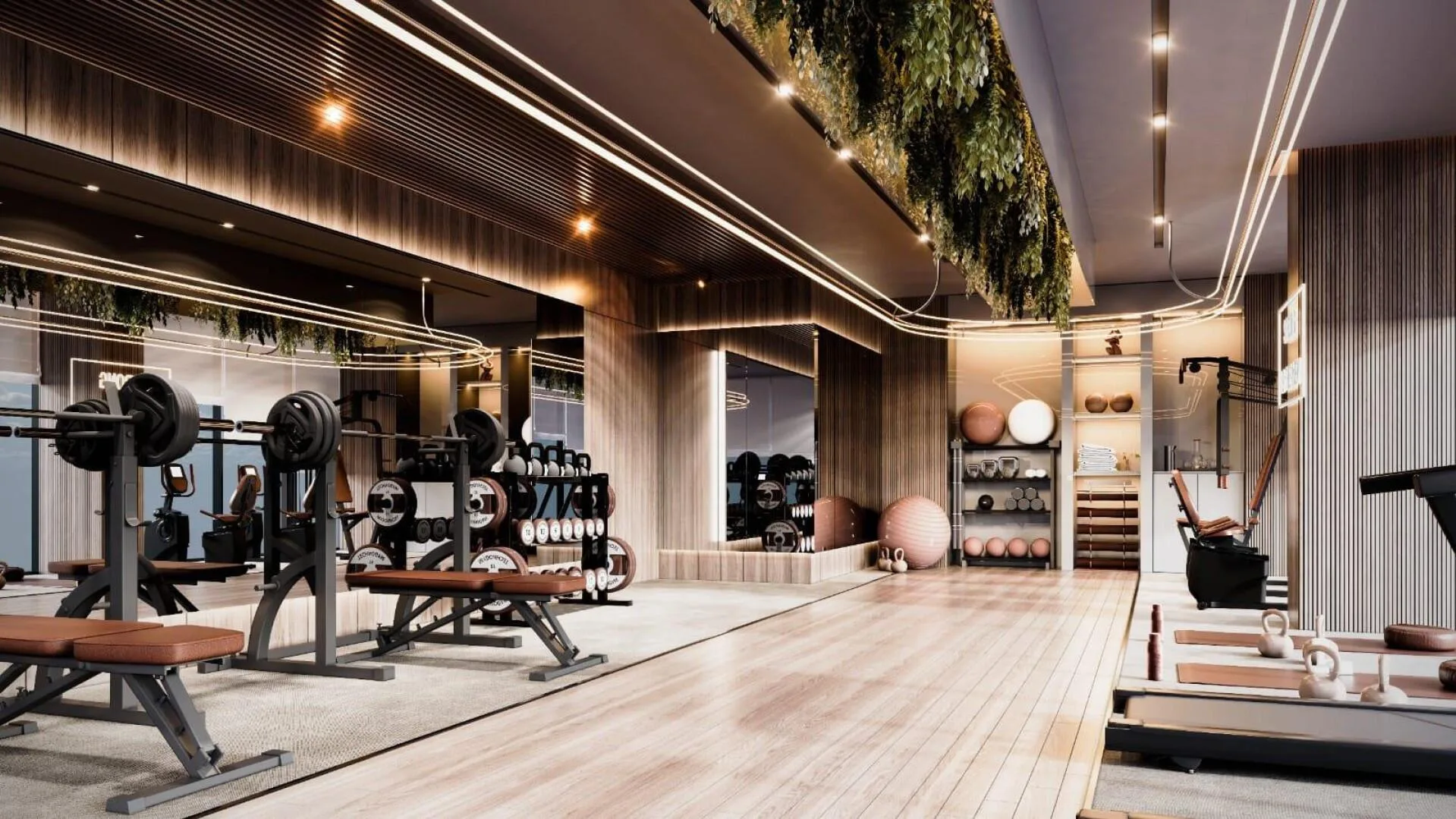 Спортзал Omya Residences: тренажёры и свободные веса