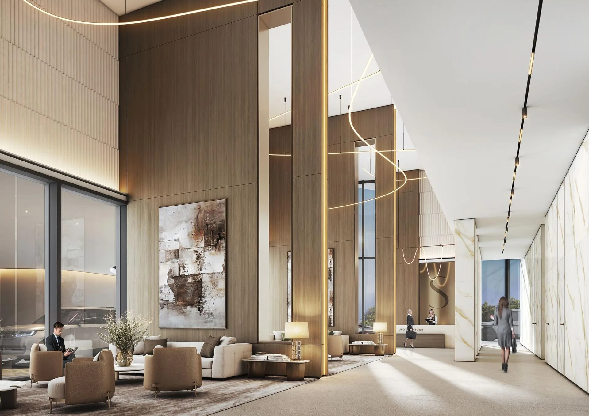 Интерьер лобби Sobha Aquamont