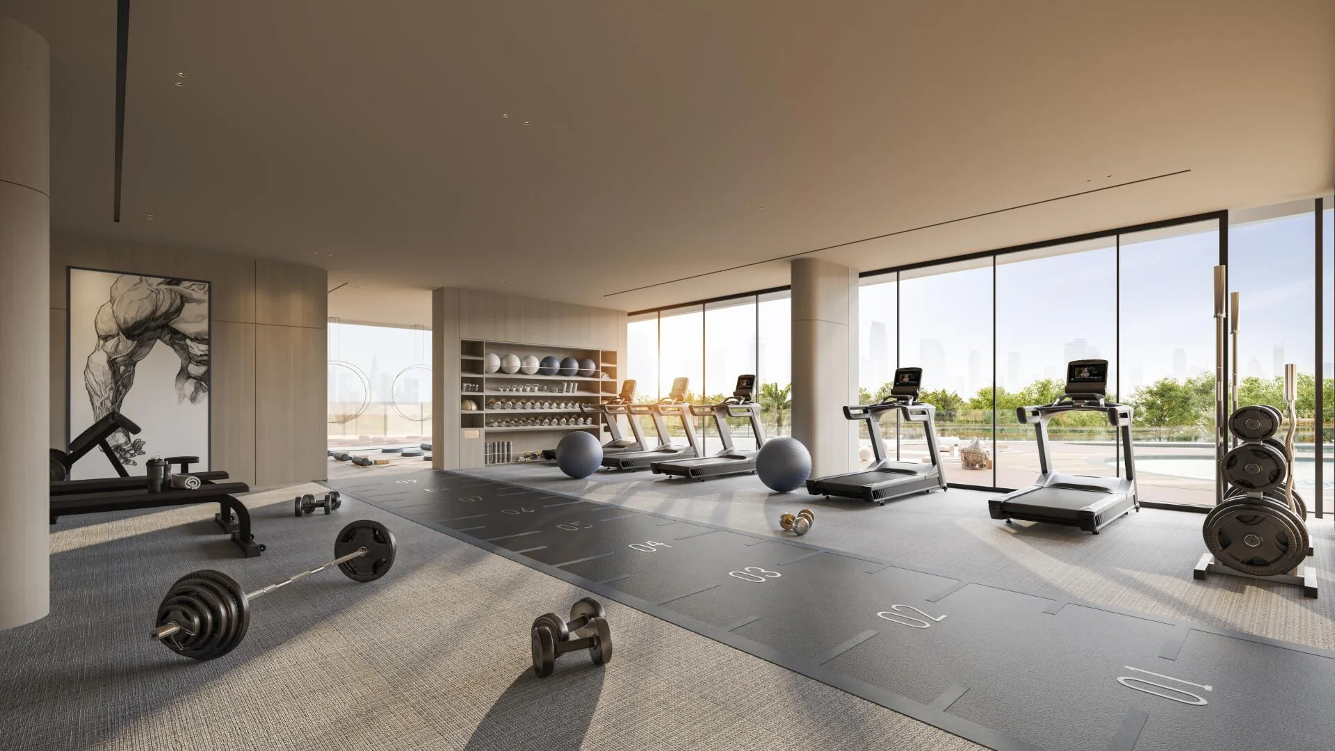 Спортзал Aquora с тренажёрами Technogym