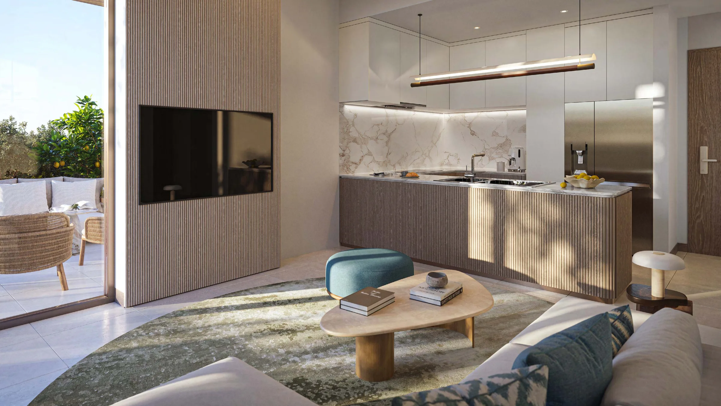 Кухня с островом в квартире Arancia Yards 2