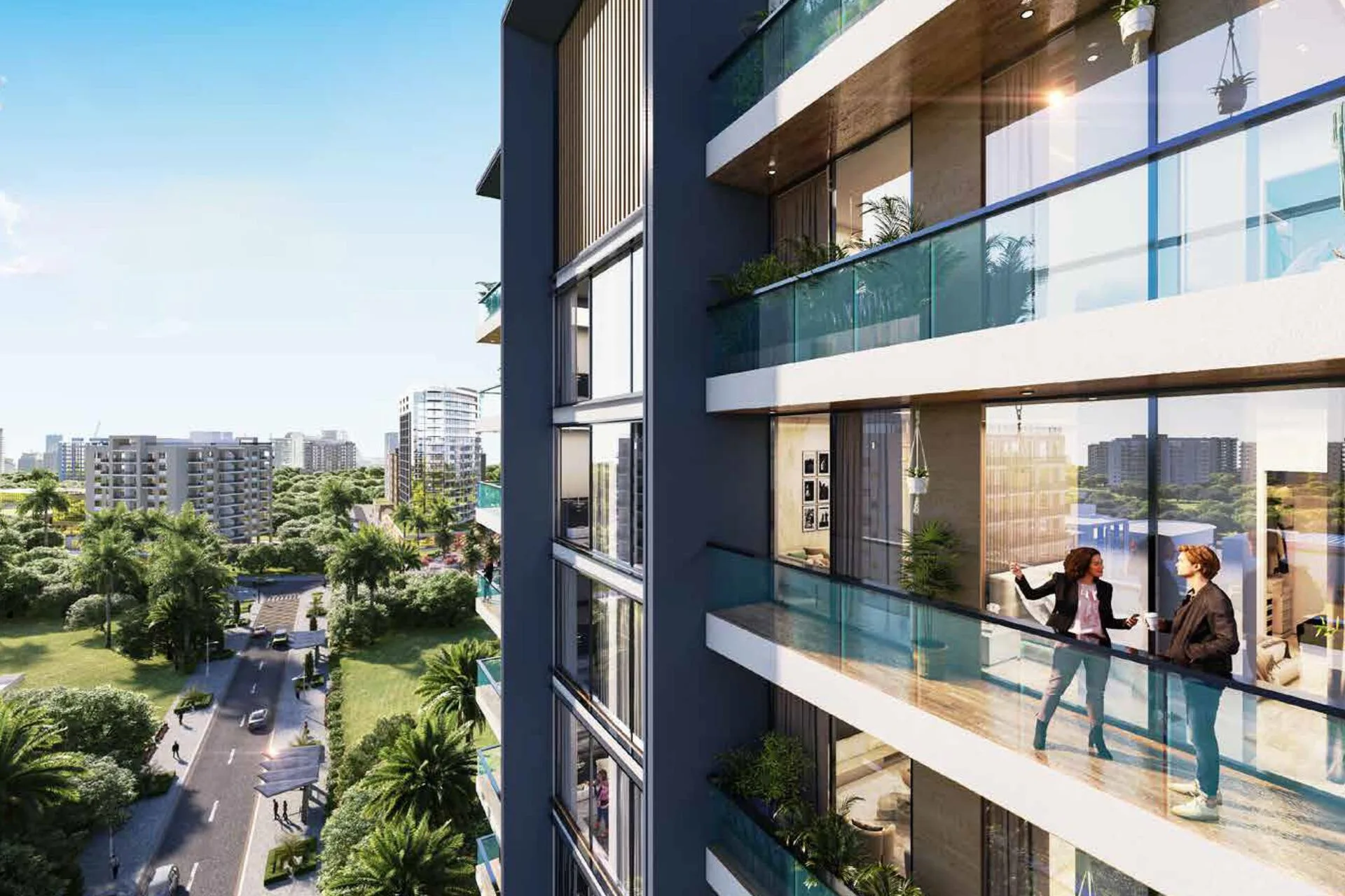 Балкон квартиры Aum 99 Residences со стеклянным ограждением