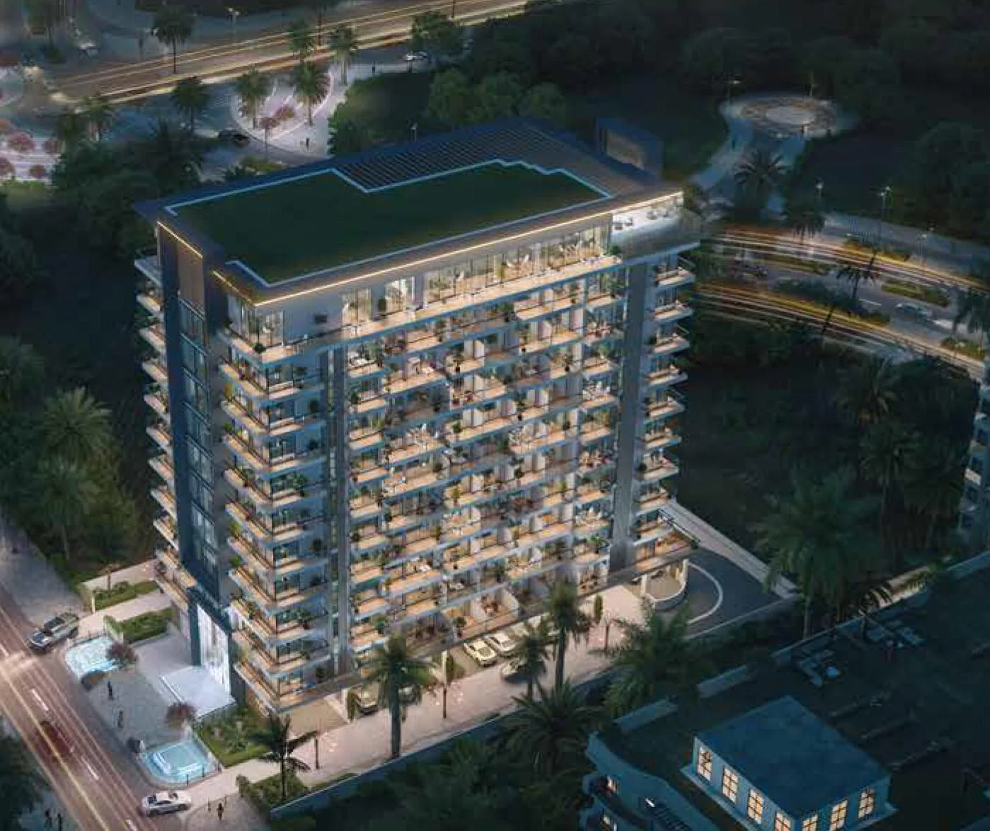 Aum 99 Residences вечером с высоты