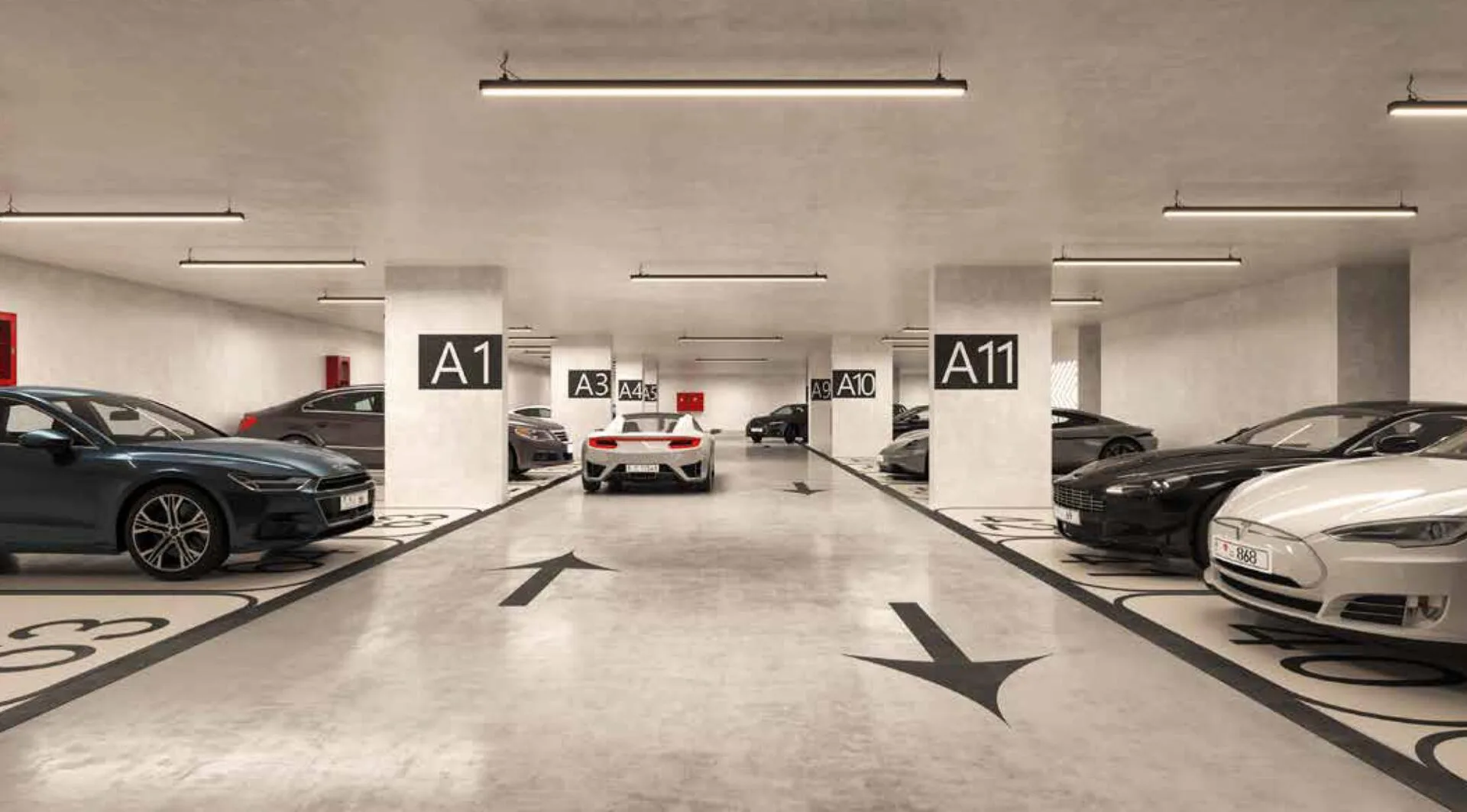 Крытая парковка Aum 99 Residences с нумерованными местами