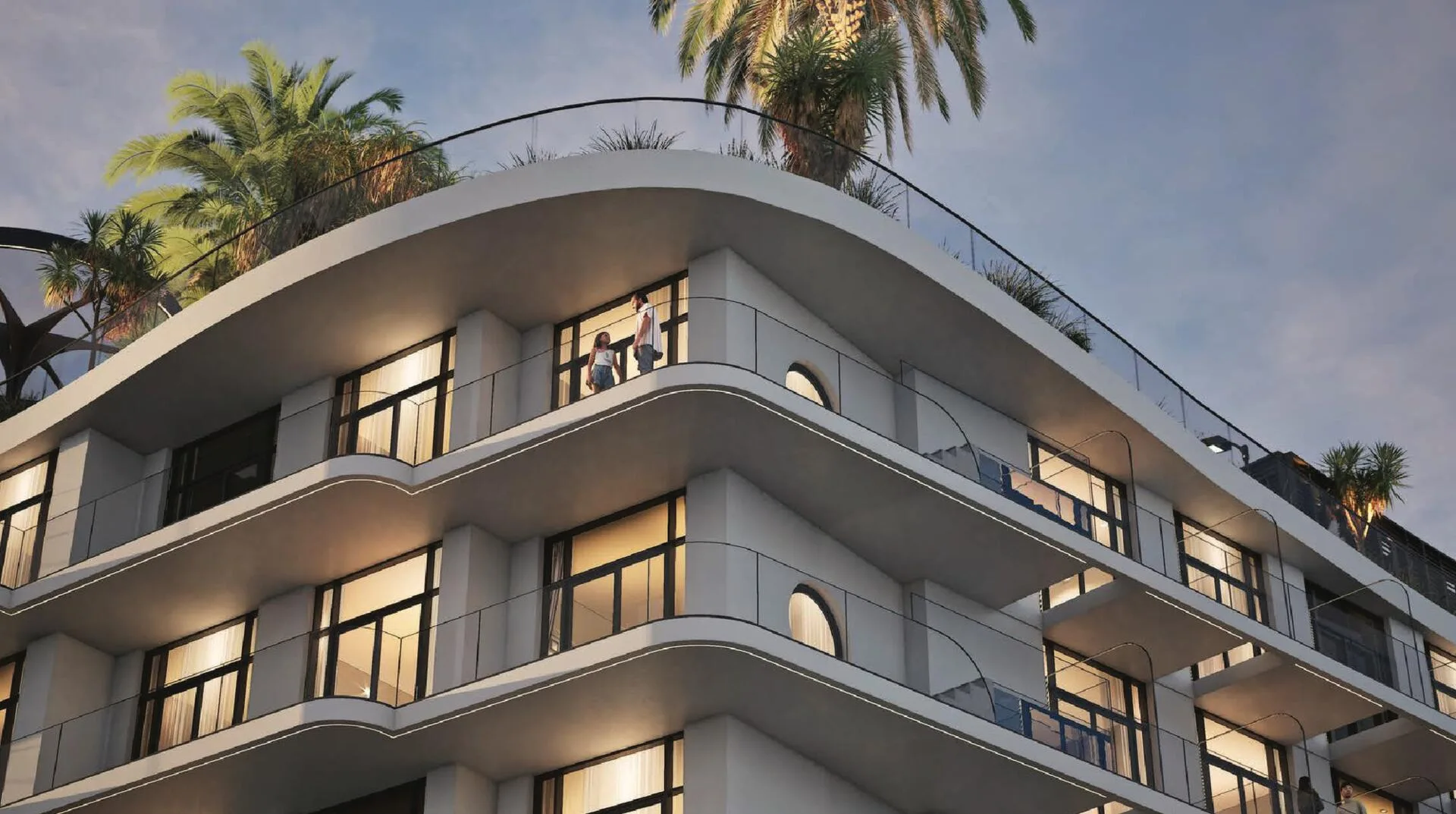Скруглённый угол дома Avana Residences с балконами