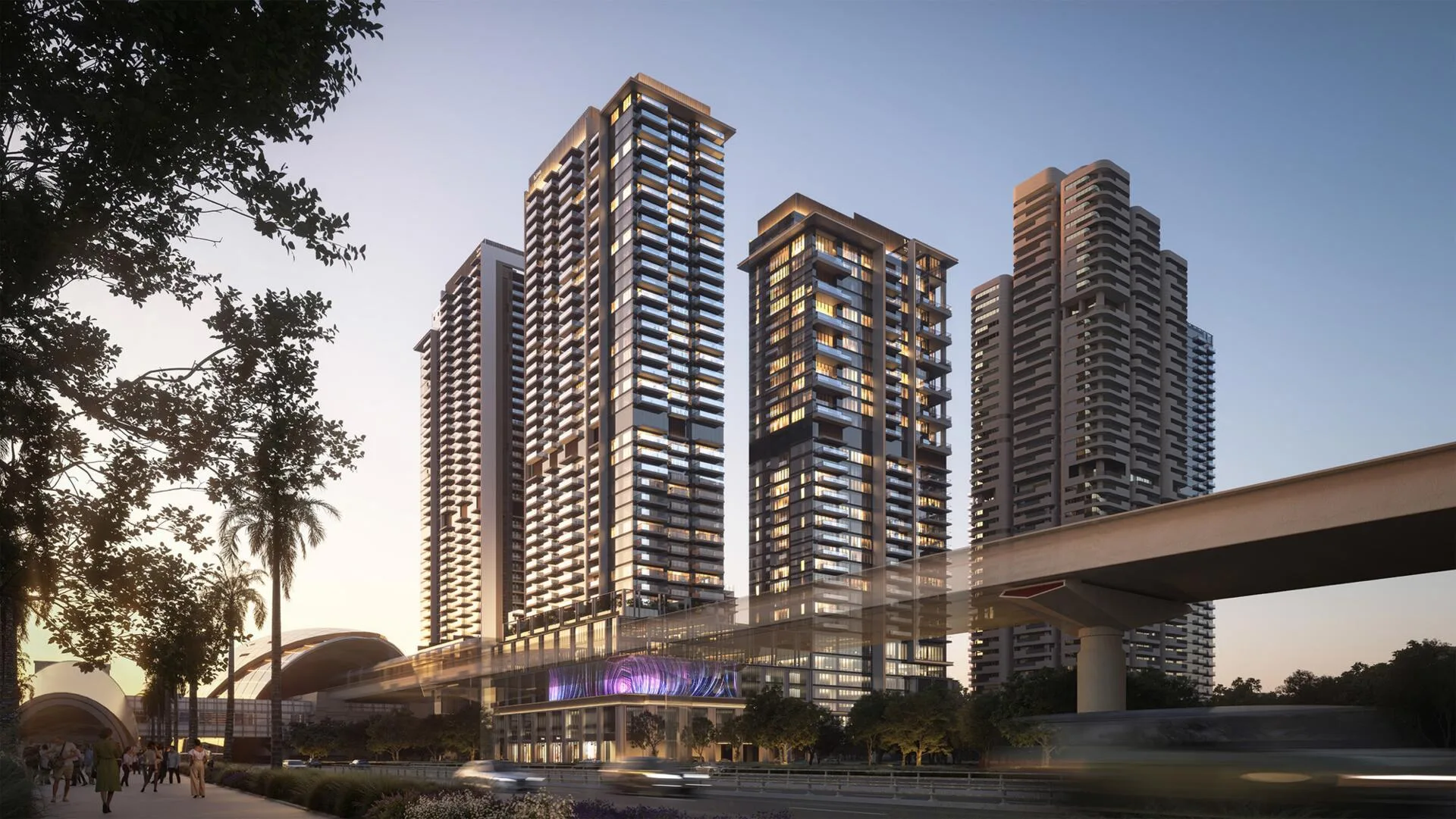 Башни Avenue Park Towers II на закате