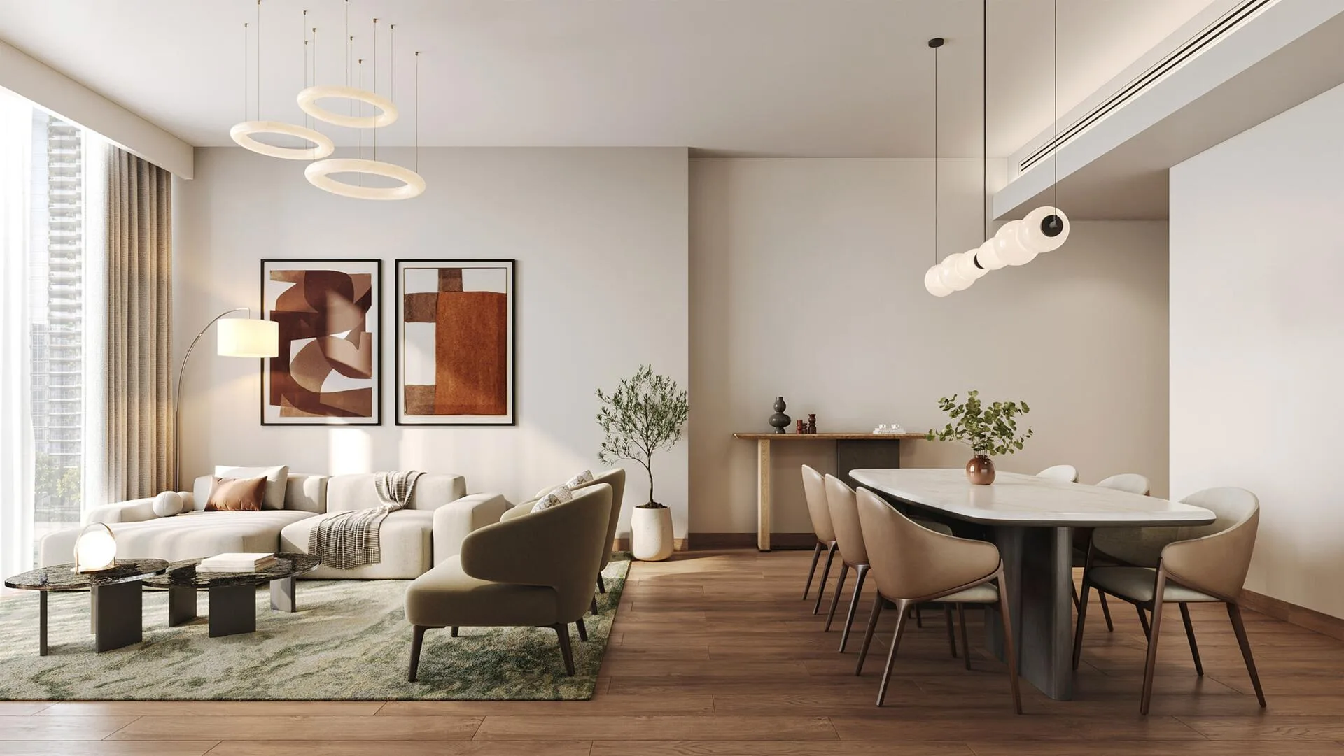 Гостиная со столовой в квартире Avenue Park Towers II