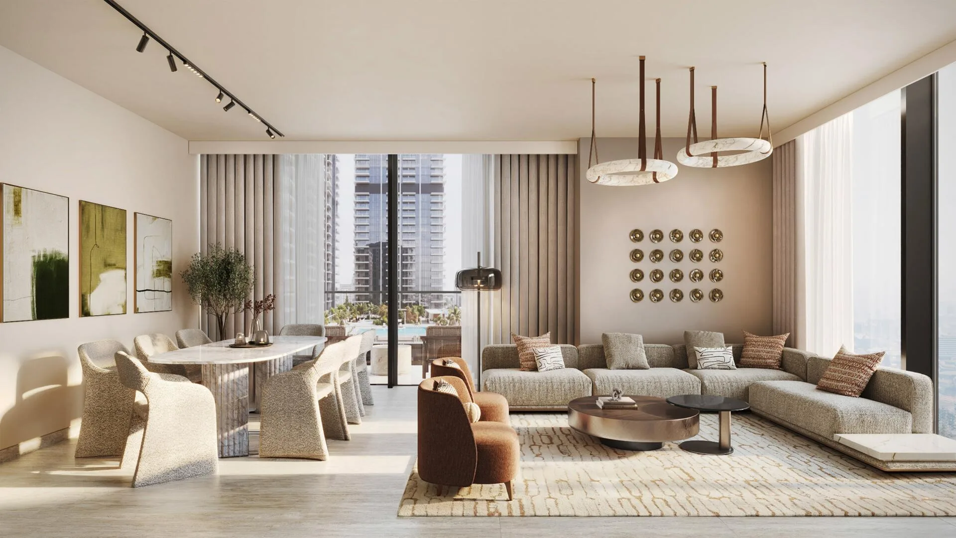 Гостиная с выходом на балкон в Avenue Park Towers II
