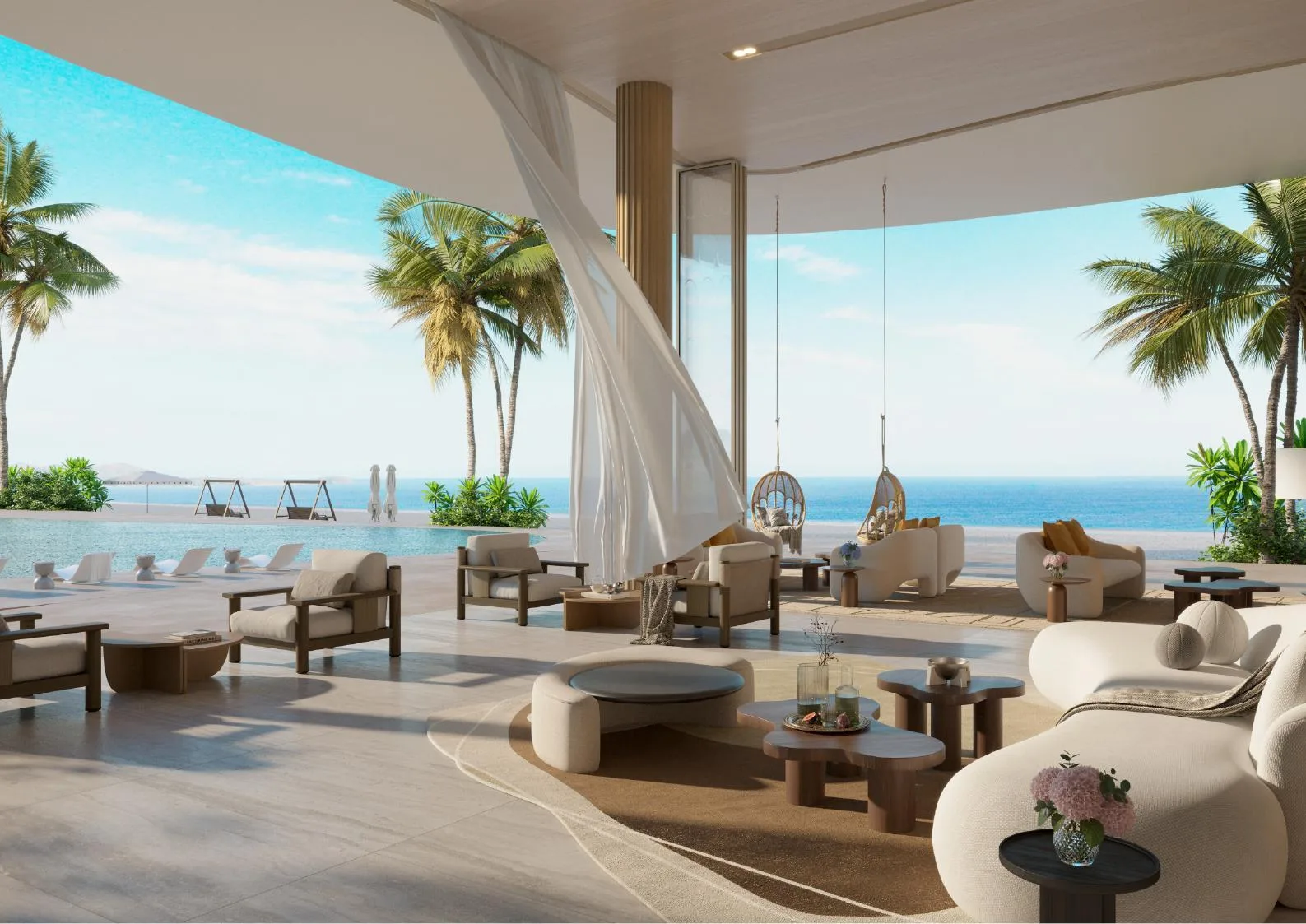 Клуб AYA Beachfront Residences: гостиная с выходом к бассейну и морю