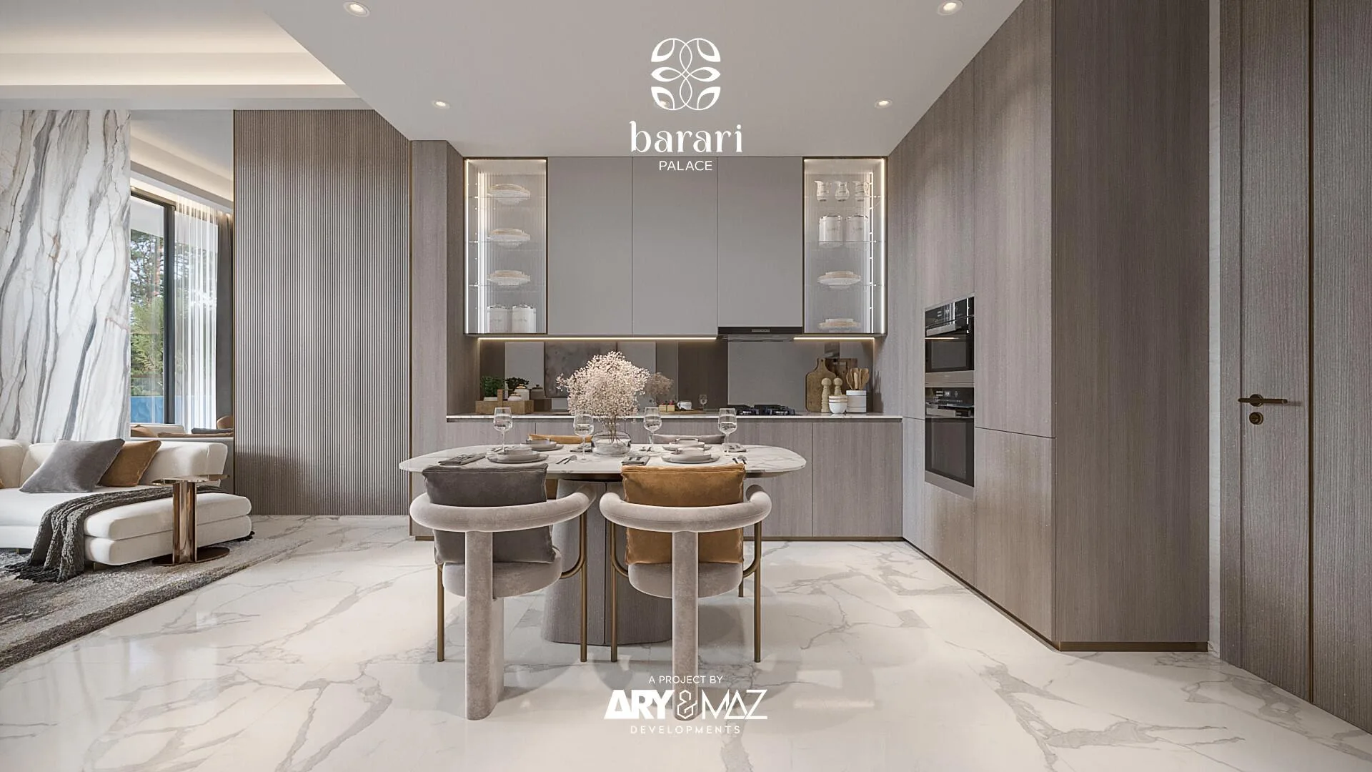 Кухня со столовой в квартире Barari Palace