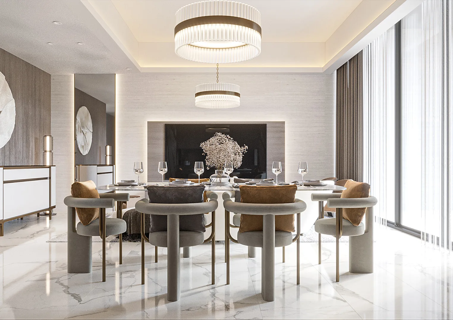 Столовая в Sky Villa Barari Palace