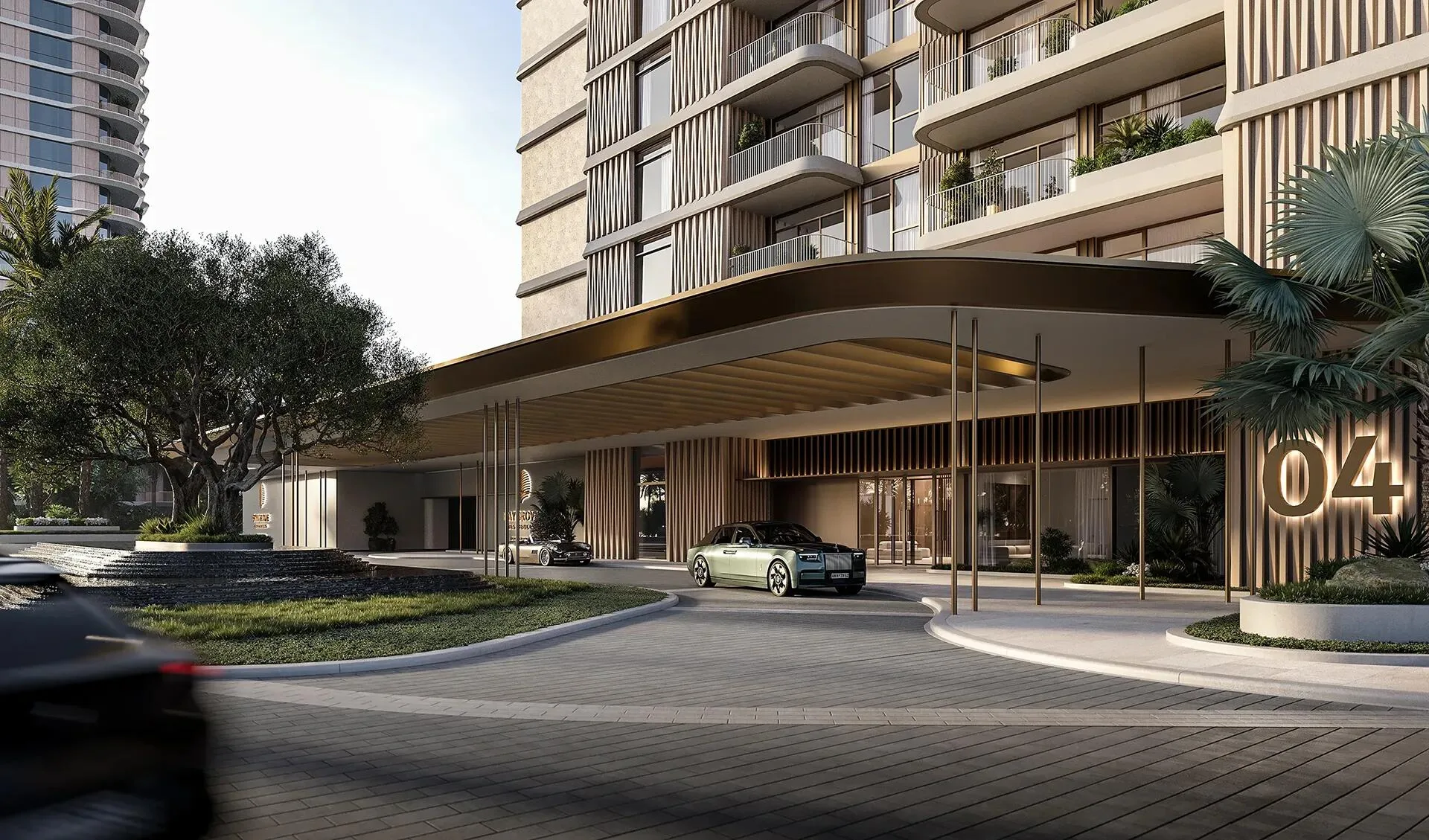 Въезд к лобби Bay Grove Residences под навесом