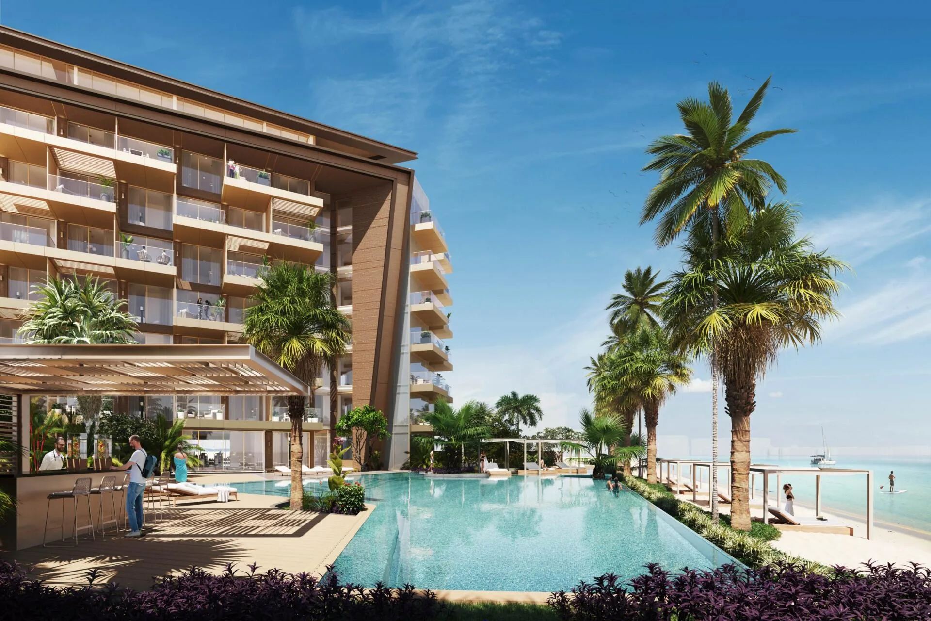 Бассейн Ellington Beach House среди пальм