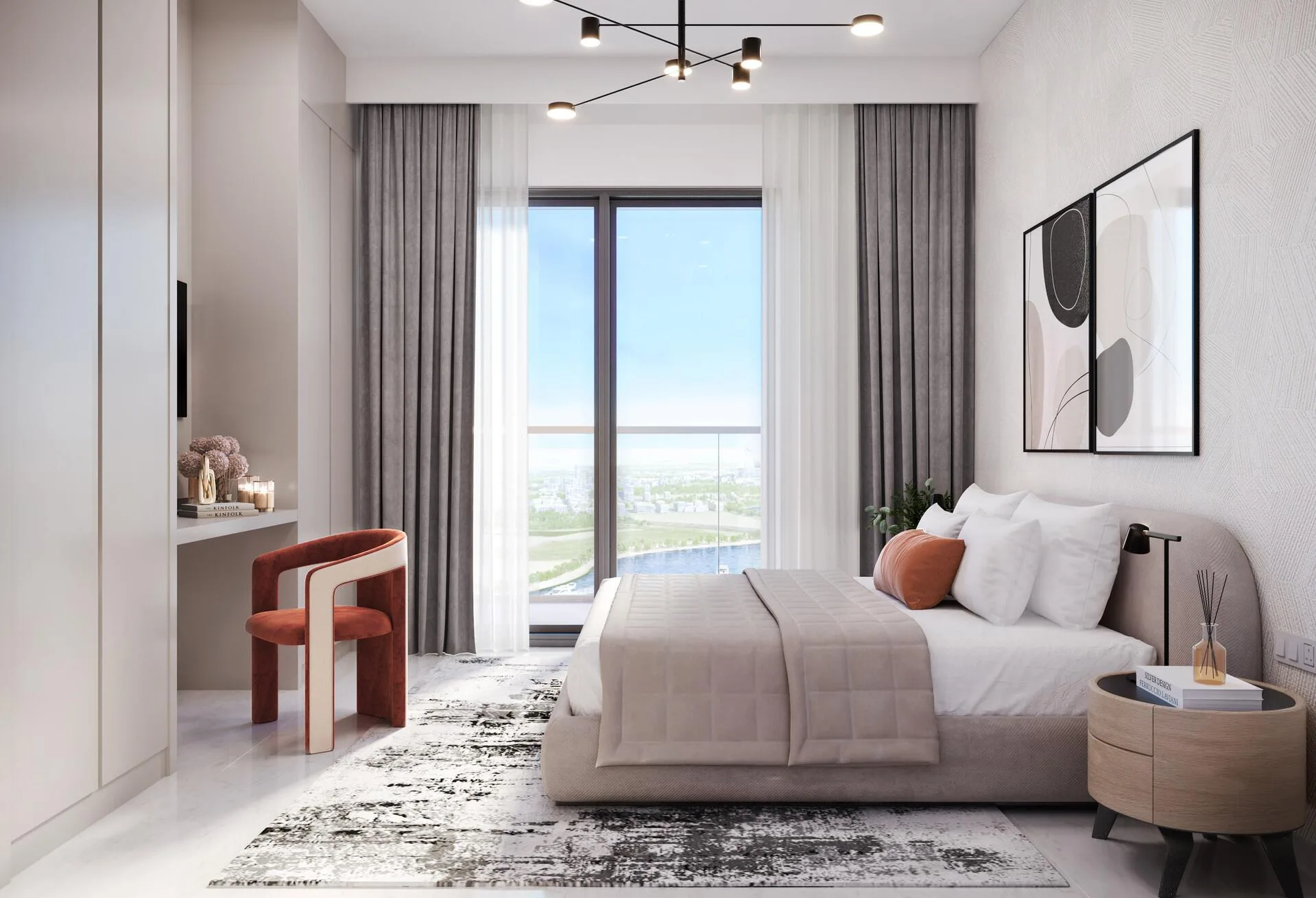 Спальня с видом из окна в квартире Beach Oasis 2