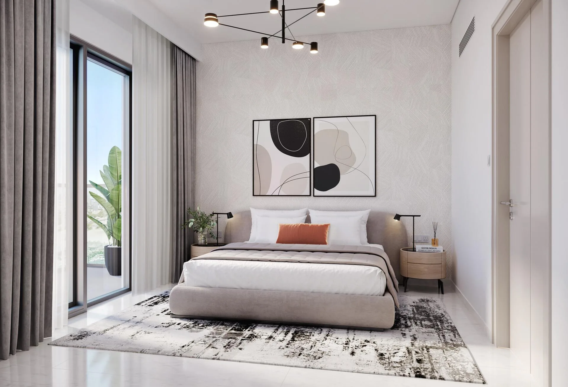 Спальня в квартире Beach Oasis 2 с выходом на балкон