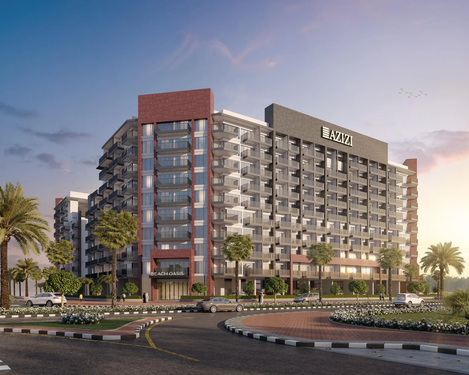 Beach Oasis на закате: корпус с кирпичной вставкой и въезд с кольцом