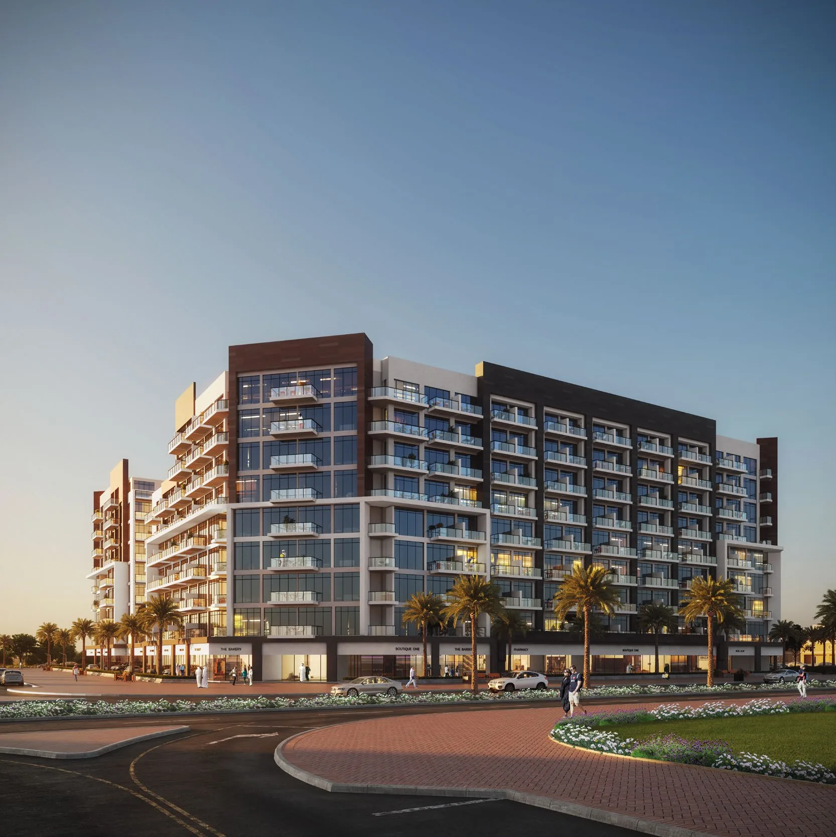 Корпус Beach Oasis с витринами на первом этаже