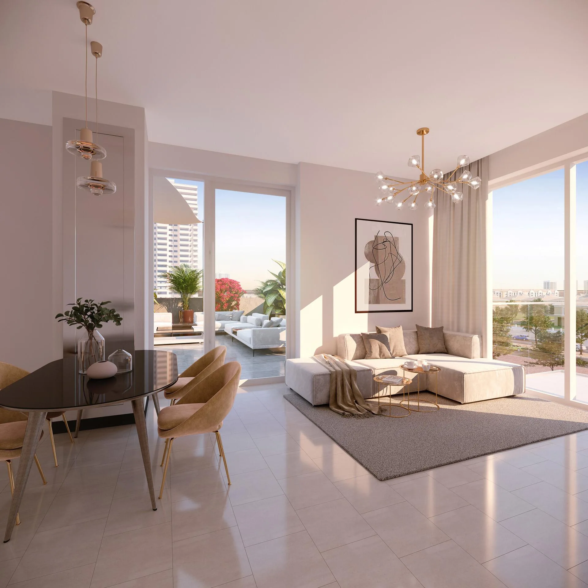 Гостиная с выходом на террасу в квартире Beach Oasis