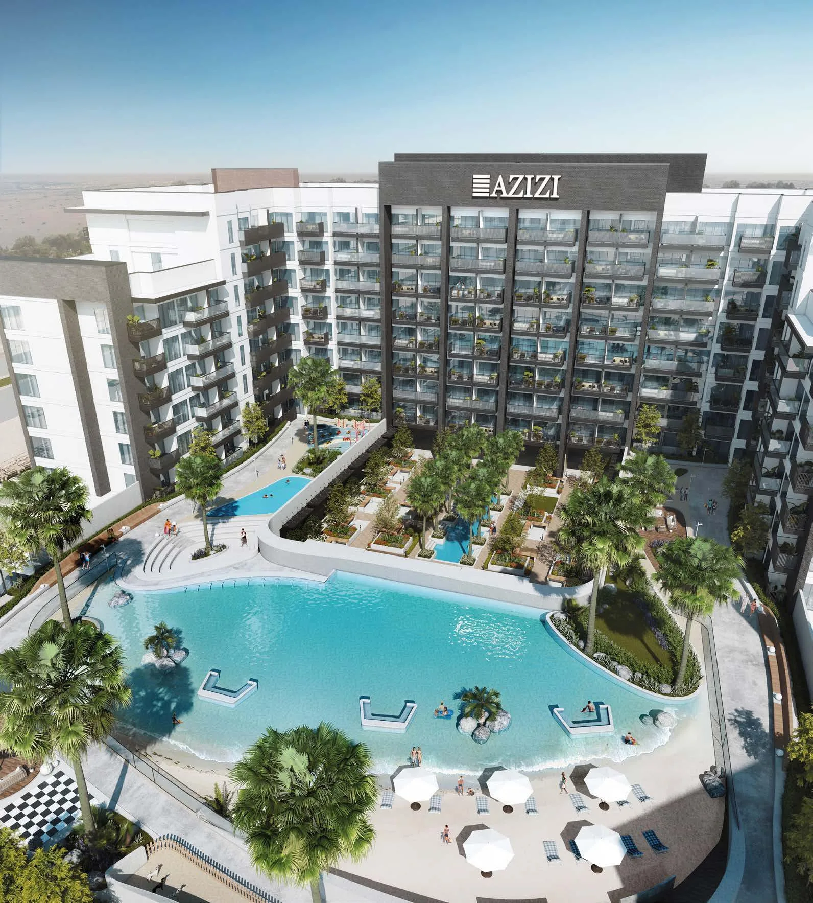 Лагуна Beach Oasis сверху: пляж, островки с пальмами и сады