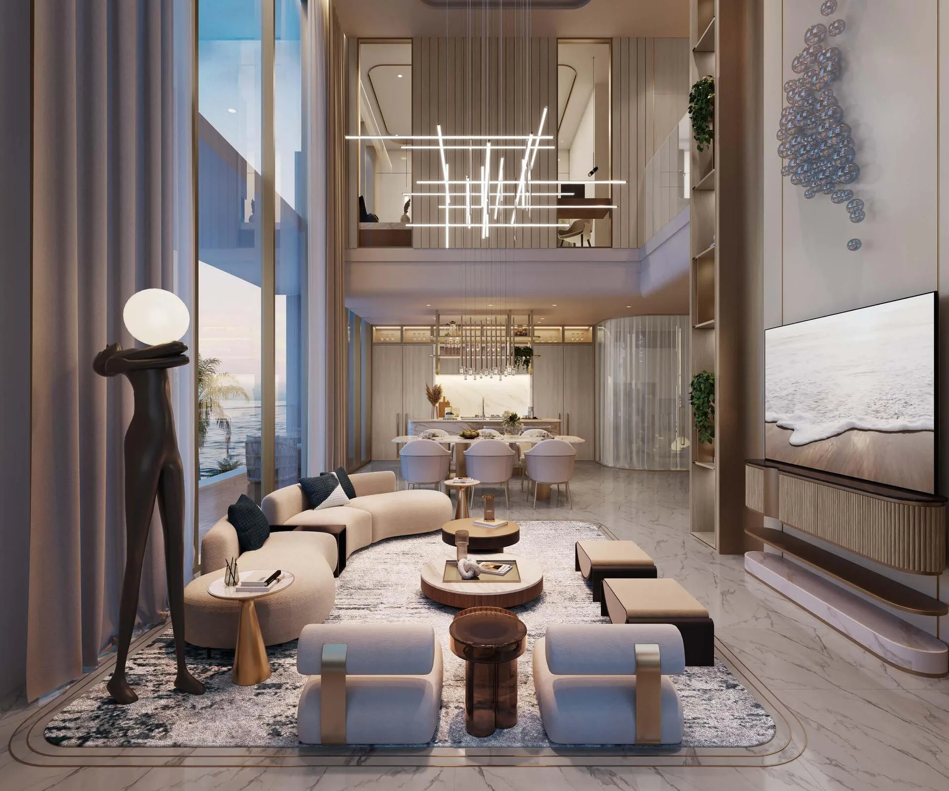 Гостиная пентхауса Beach Walk Residence 3