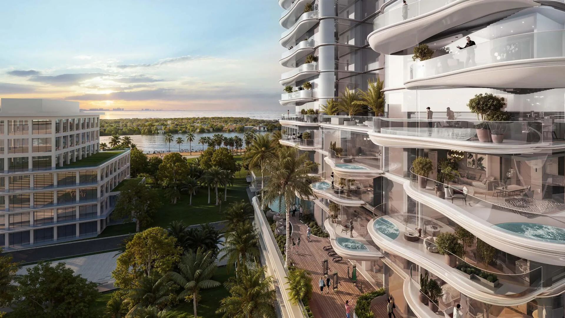 Террасы Beach Walk Residence 3 на закате