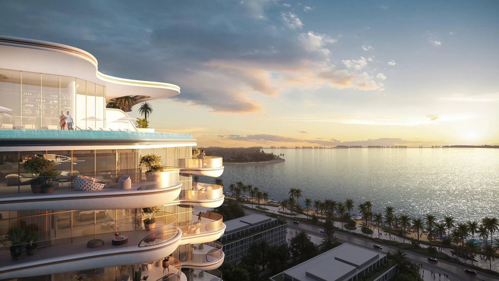Изогнутые балконы Beach Walk Grand с видом вдоль берега
