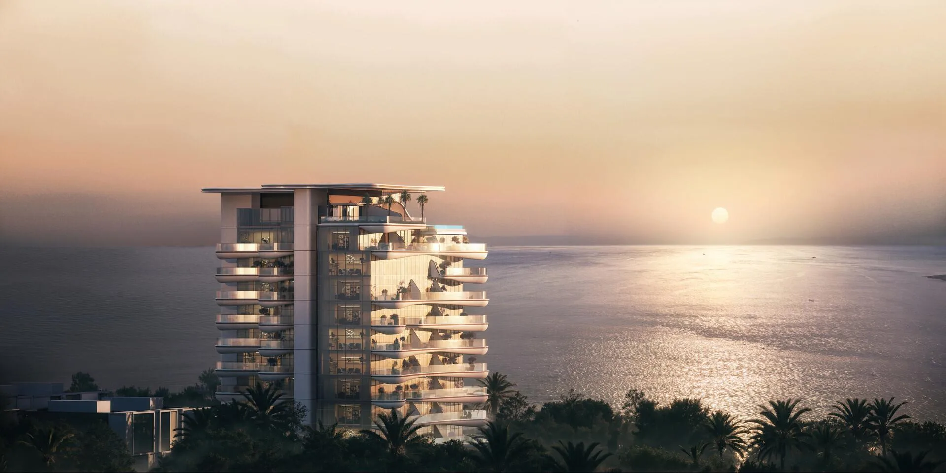Дом Beach Walk Grand на закате над морем