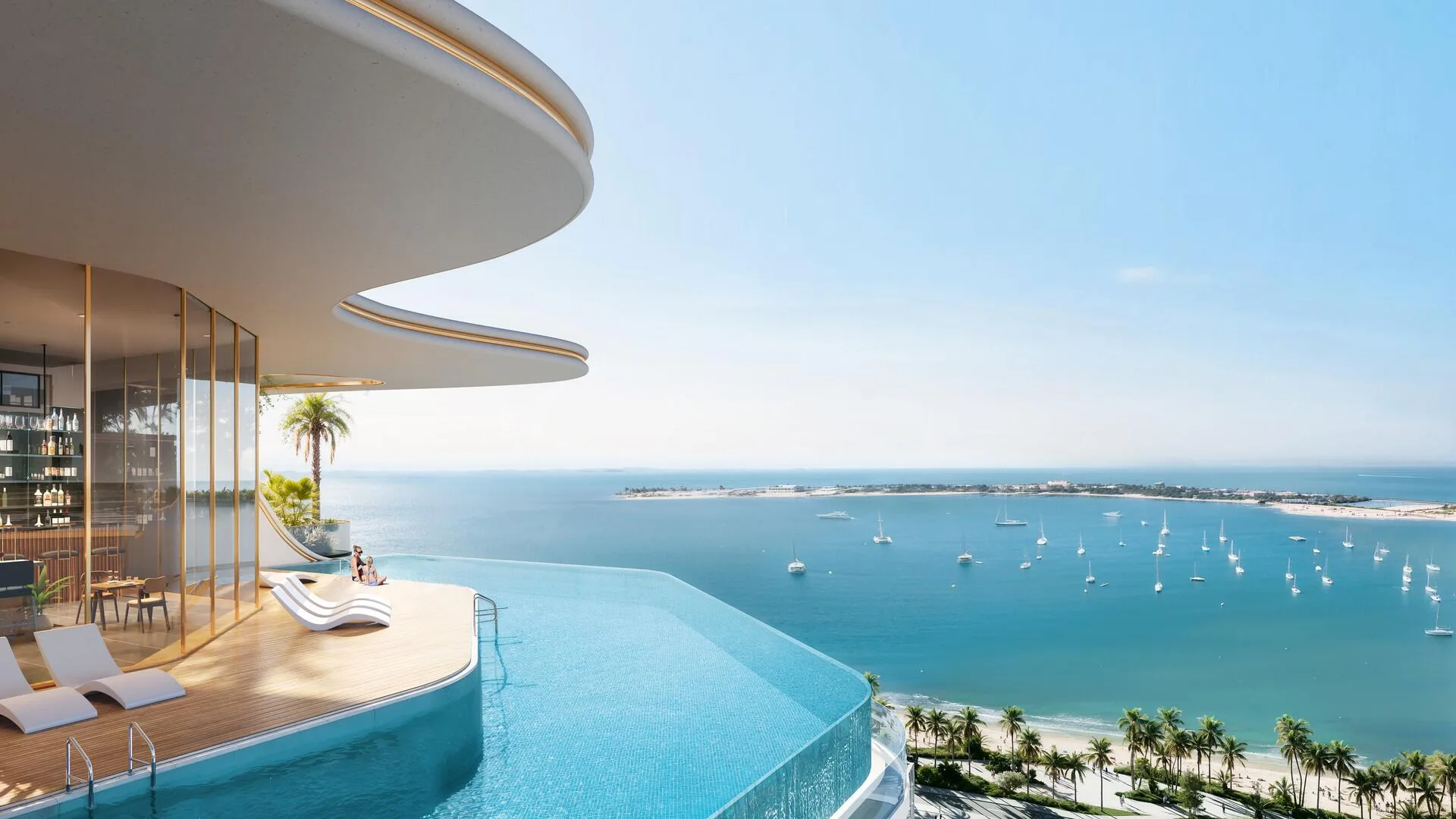 Бассейн-инфинити на крыше Beach Walk Grand с видом на море