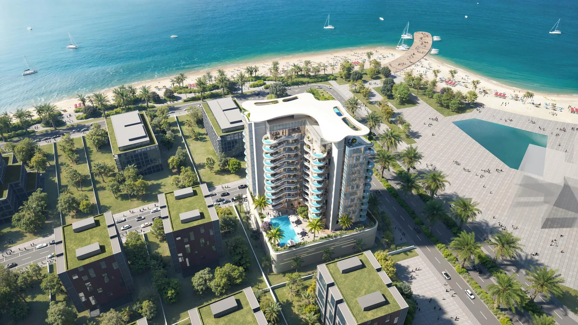 Beach Walk Grand среди зелёного квартала у пляжа