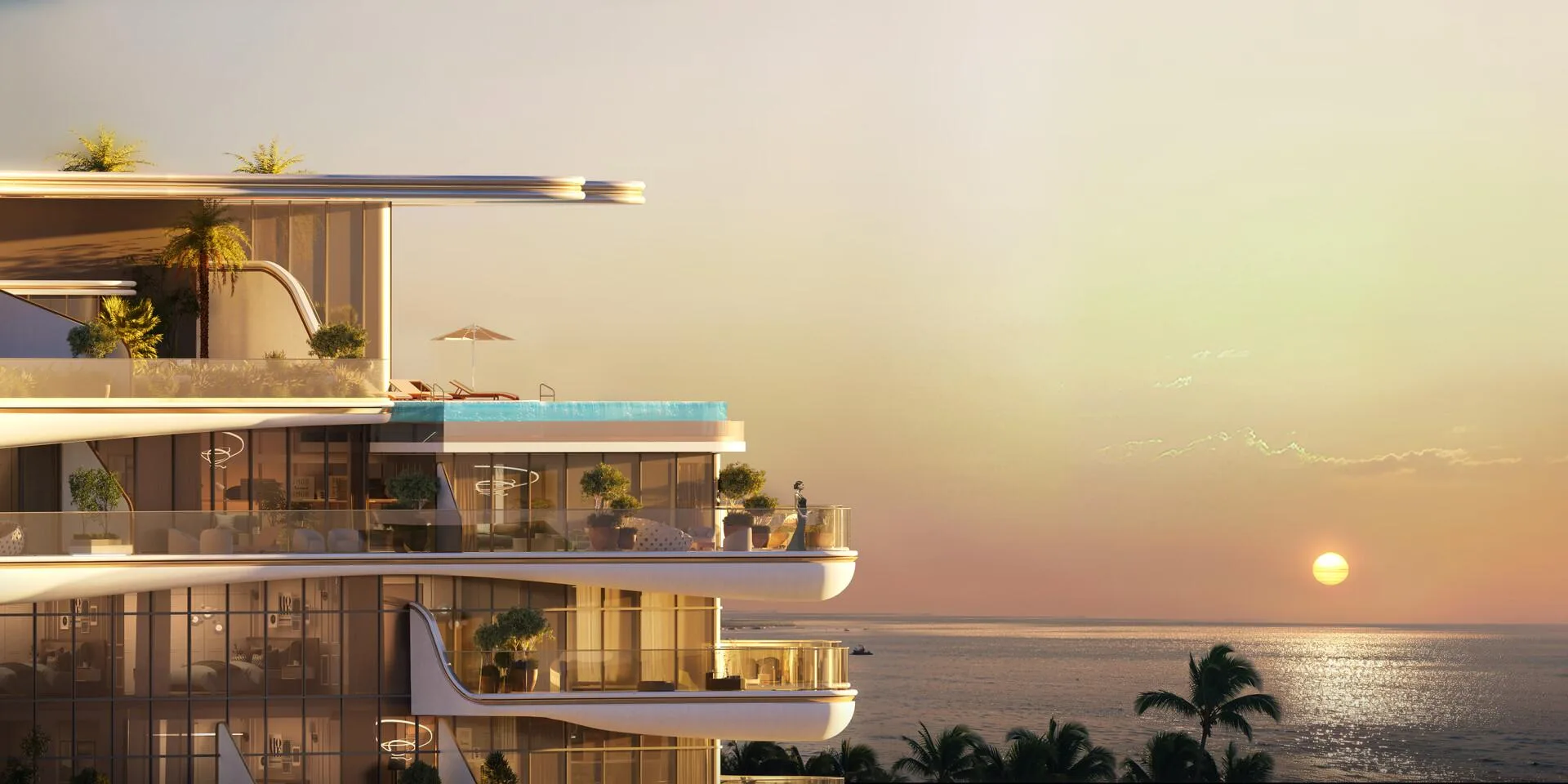 Терраса на крыше Beach Walk Grand на закате