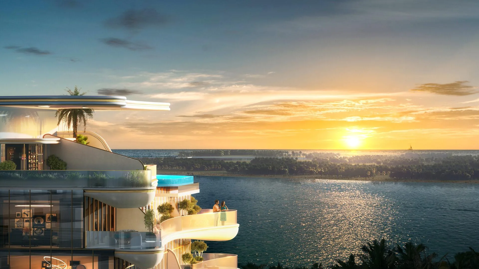 Террасы Beach Walk Grand на закате над морем