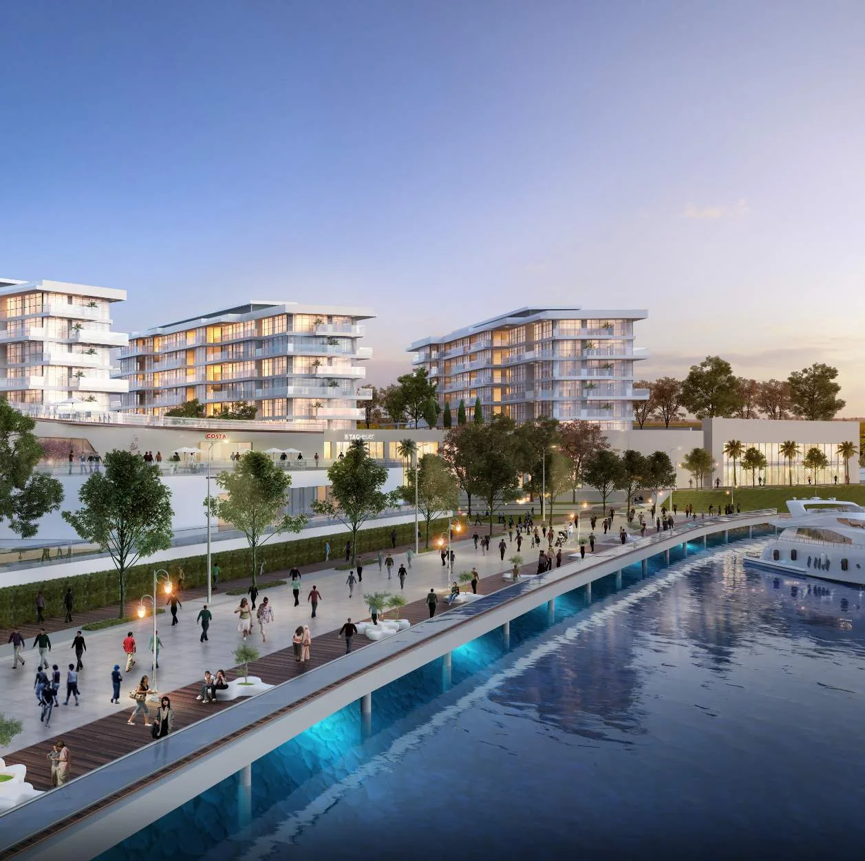 Прогулочная набережная Blue Bay Walk у воды
