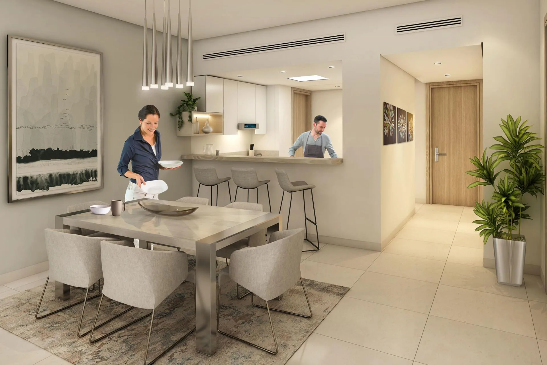 Столовая и кухня в квартире Blue Bay Walk