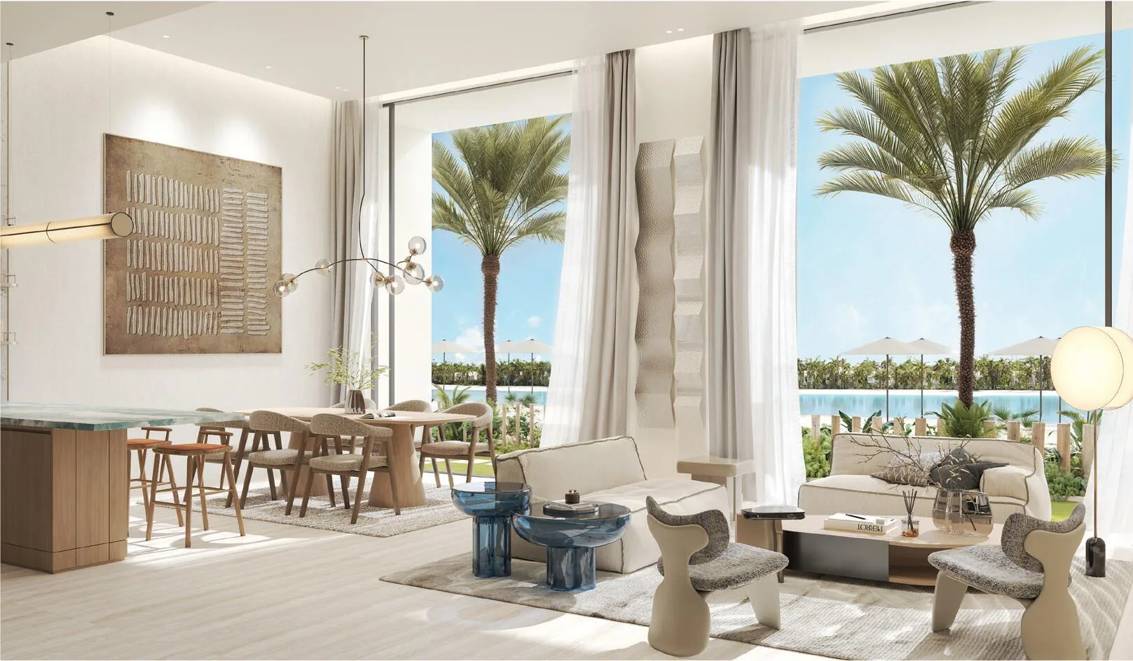 Гостиная и столовая в квартире Blue Beach Residence